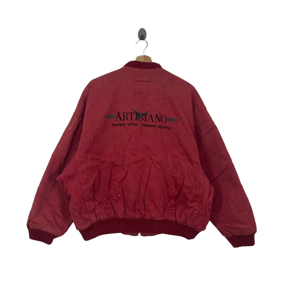 Vintage Vintage ARTIGIANO Italy Brand Red Bomber Jacket Size US XXL / EU 58 / 5 - 1 Thumbnail