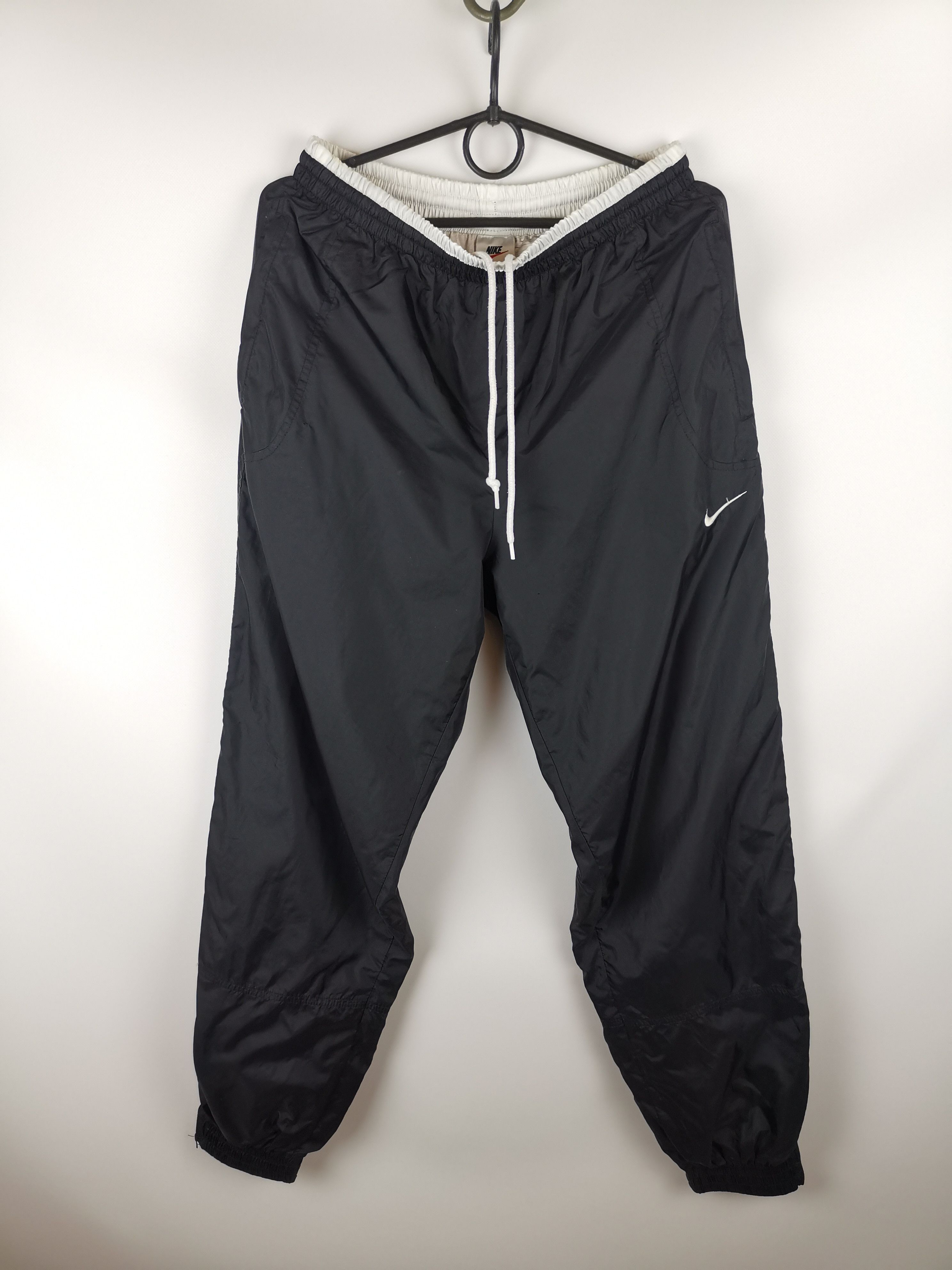 Nike Nike vintage 90s black white swoosh track pants Size US 32 / EU 48 - 1 Thumbnail