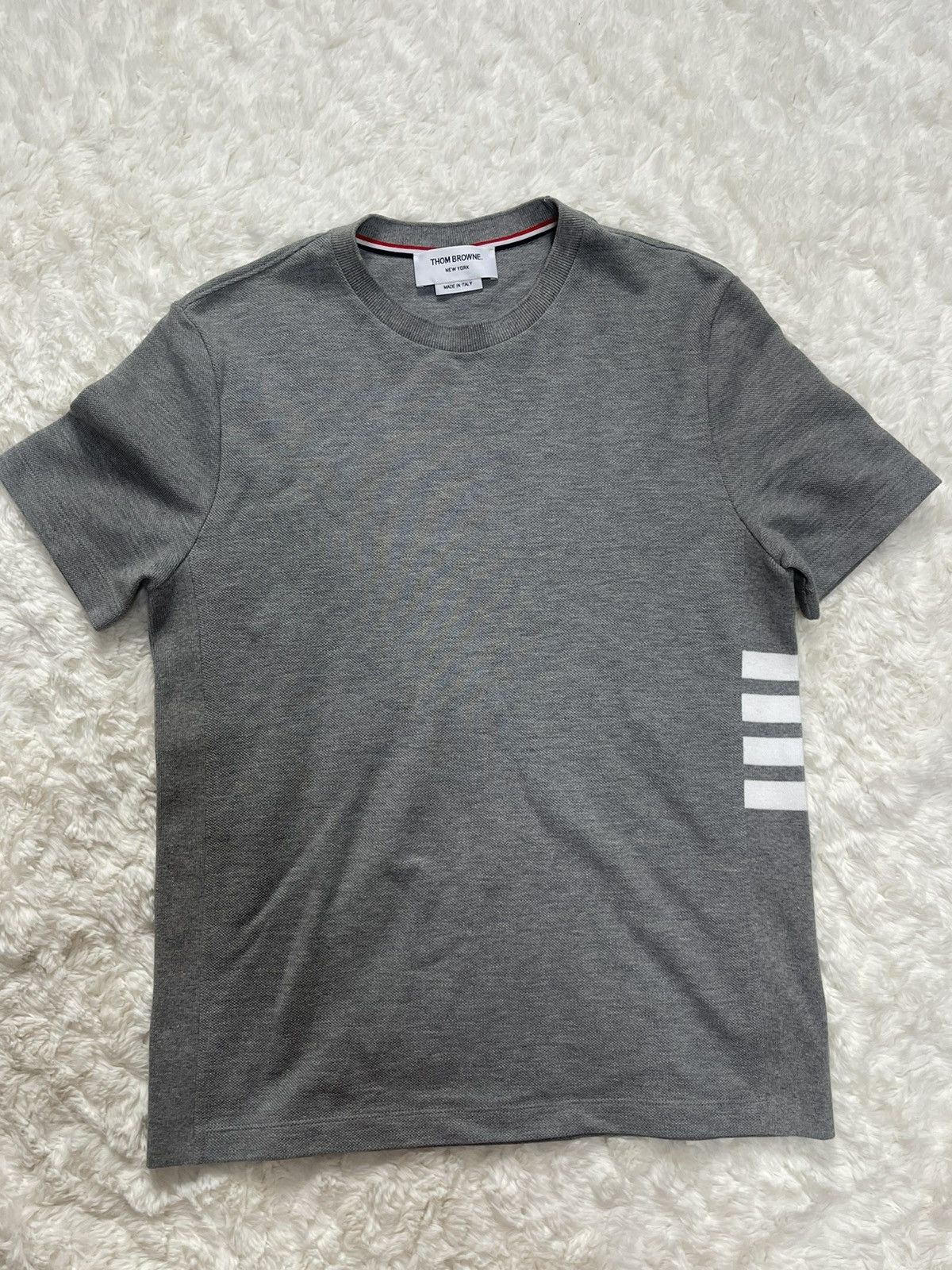 image of Thom Browne 3 Stripe Polo in Grey, Men's (Size Small)