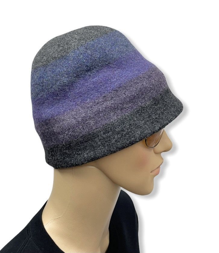 Michel Klein × Vintage FYE🔥DESIGNER MICHEL KLEIN Vtg Stripes Wool Cloche Hat Size ONE SIZE - 1 Thumbnail