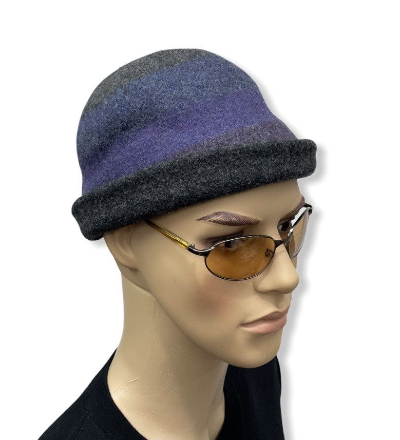 Michel Klein × Vintage FYE🔥DESIGNER MICHEL KLEIN Vtg Stripes Wool Cloche Hat Size ONE SIZE - 2 Thumbnail