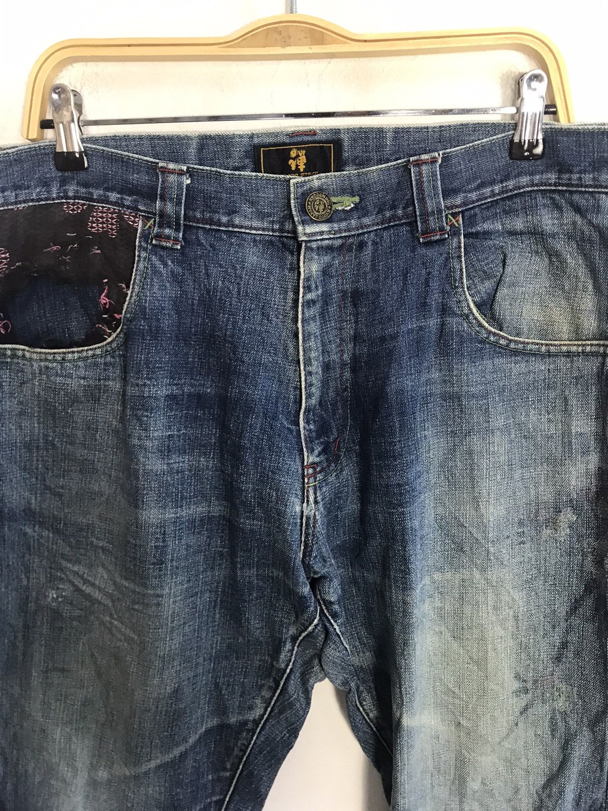 Japanese Brand × Vintage Kyoto Style Kyoden Inc Embroidery Sakura Pocket Jeans Pant Size US 36 / EU 52 - 3 Thumbnail