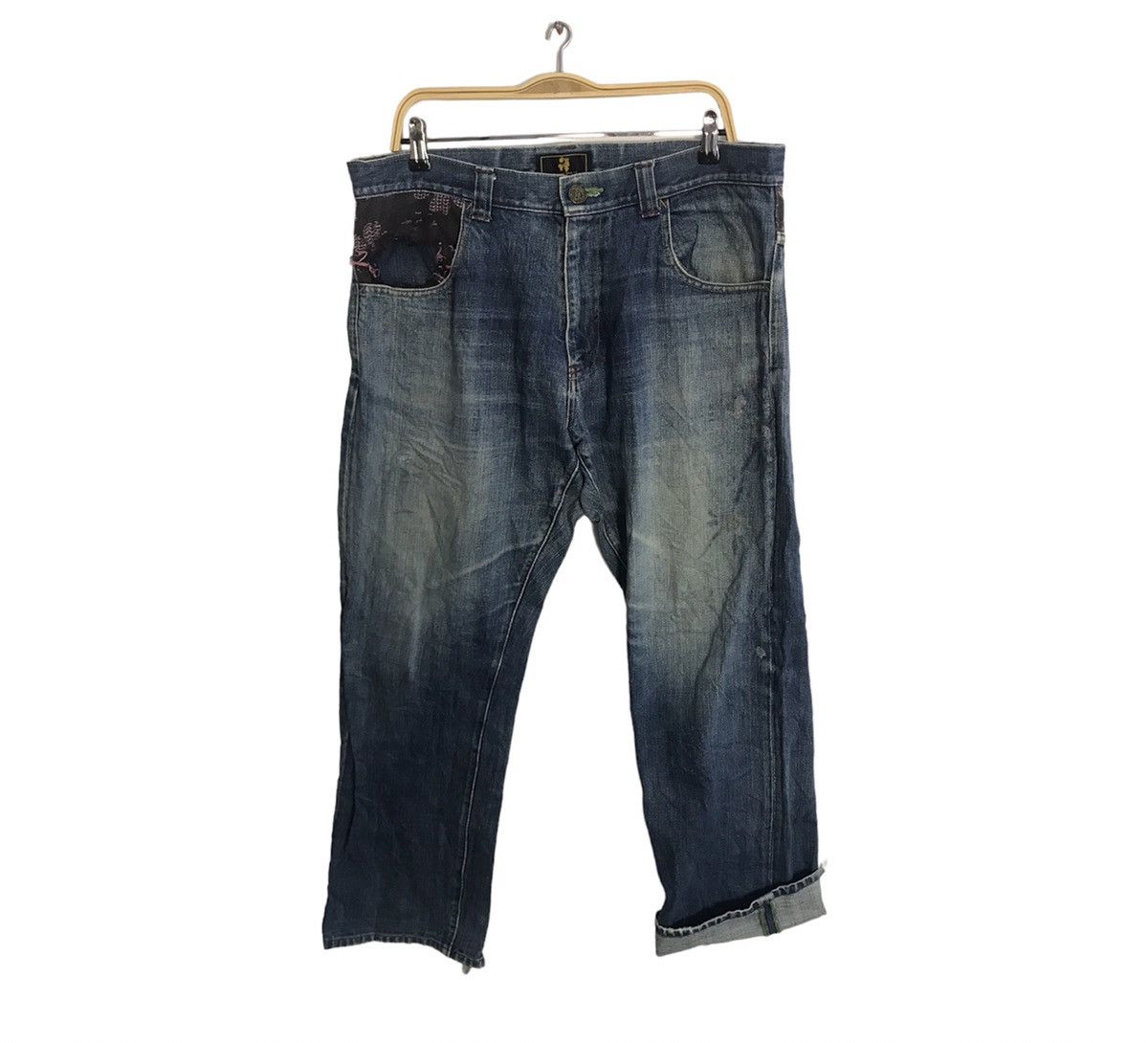 Japanese Brand × Vintage Kyoto Style Kyoden Inc Embroidery Sakura Pocket Jeans Pant Size US 36 / EU 52 - 1 Thumbnail