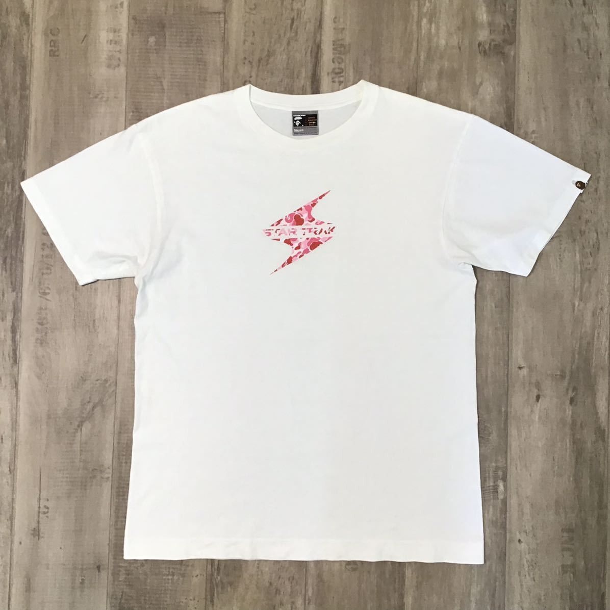 image of Bape × Startrak Logo T-Shirt Abc Camo Pink Pharrell in White, Men's (Size Large)