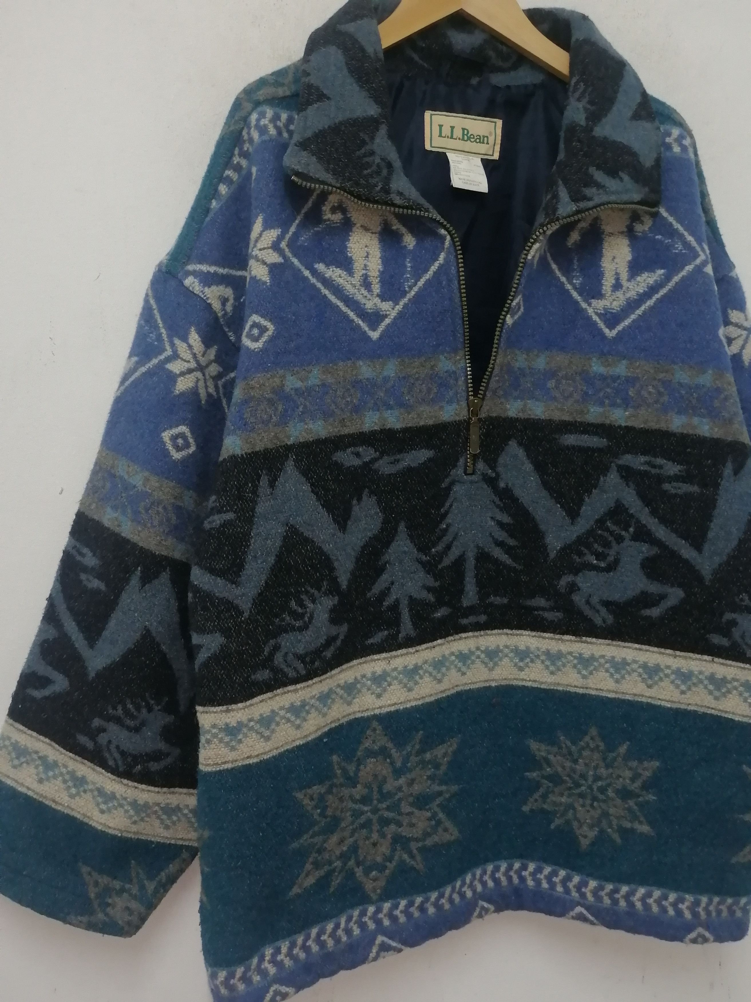 L.L. Bean × Vintage Vintage L.L.BEAN Half Zip Ski Wool Sweater Jacket Size US L / EU 52-54 / 3 - 3 Thumbnail