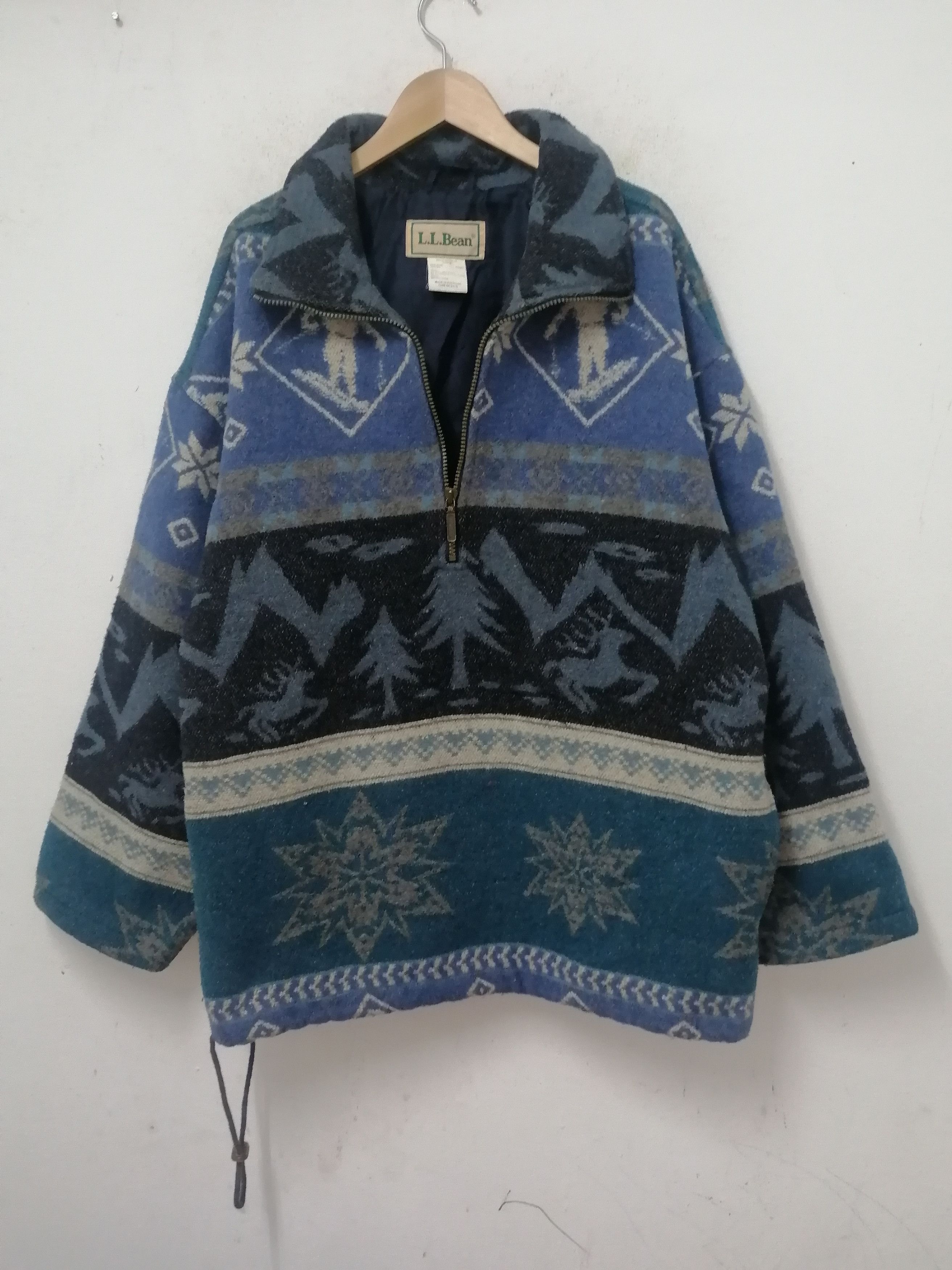 L.L. Bean × Vintage Vintage L.L.BEAN Half Zip Ski Wool Sweater Jacket Size US L / EU 52-54 / 3 - 4 Thumbnail