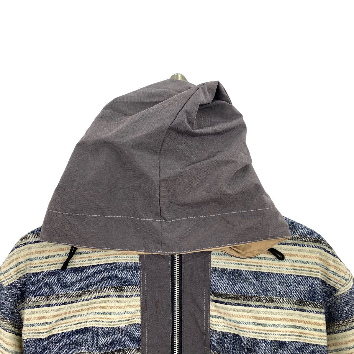 Vintage Vintage BE!POP Stripes Ski Hooded Grey Bomber Jacket Size US M / EU 48-50 / 2 - 2 Thumbnail