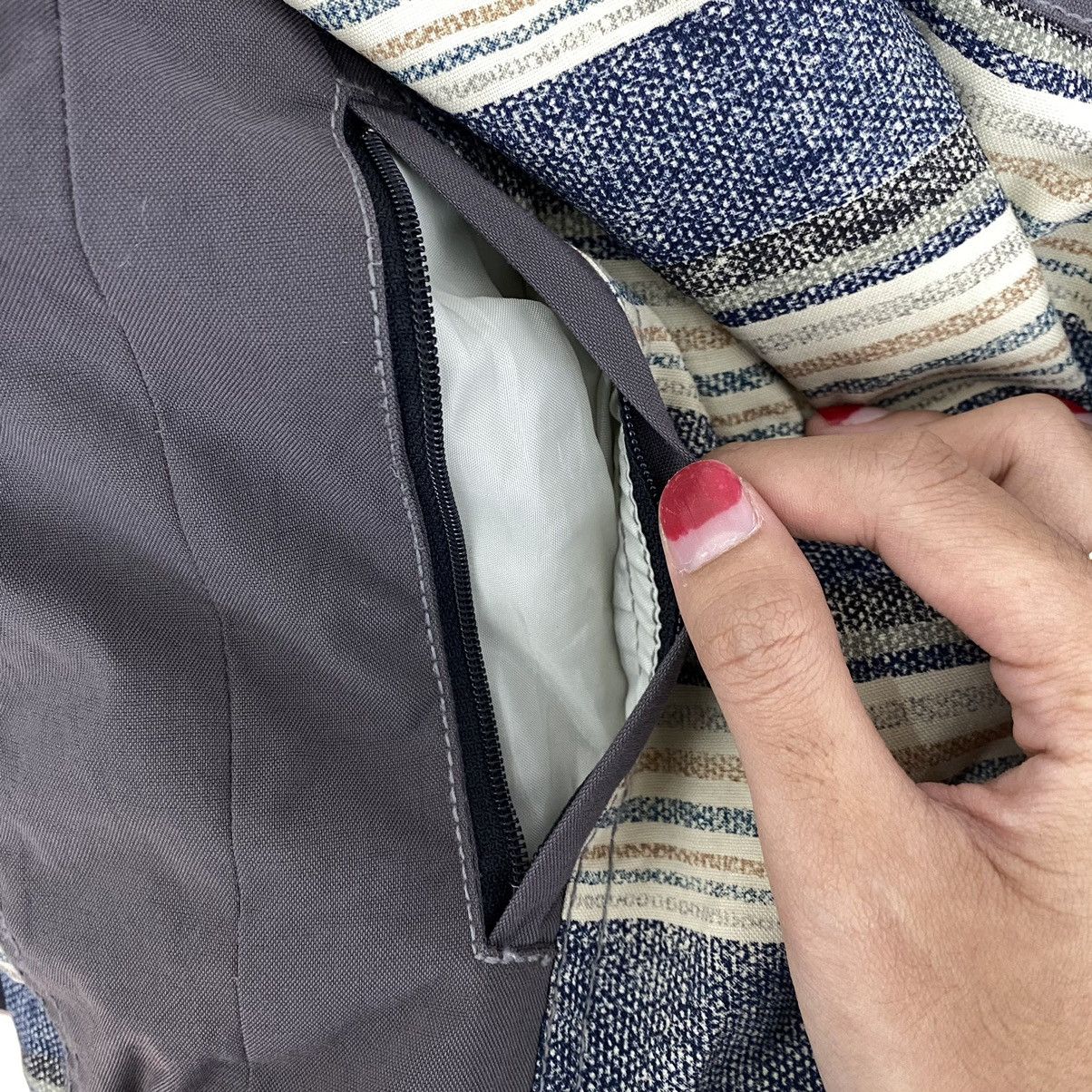 Vintage Vintage BE!POP Stripes Ski Hooded Grey Bomber Jacket Size US M / EU 48-50 / 2 - 3 Thumbnail