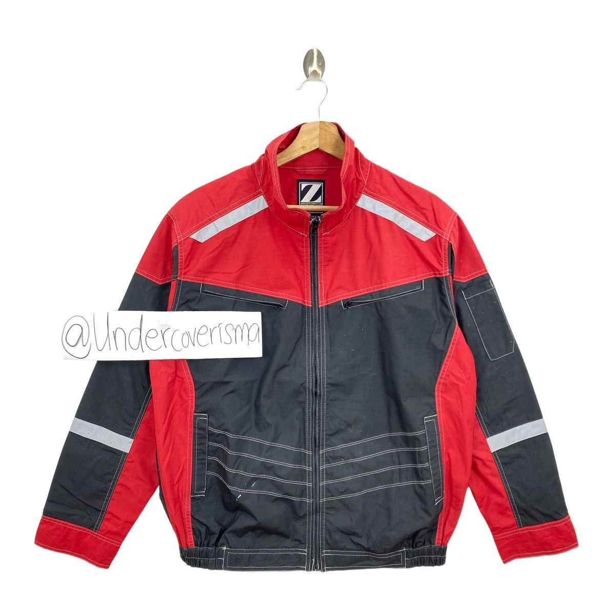 Z-DRAGON Casual Workstyle Racing Red Black Bomber Jacket