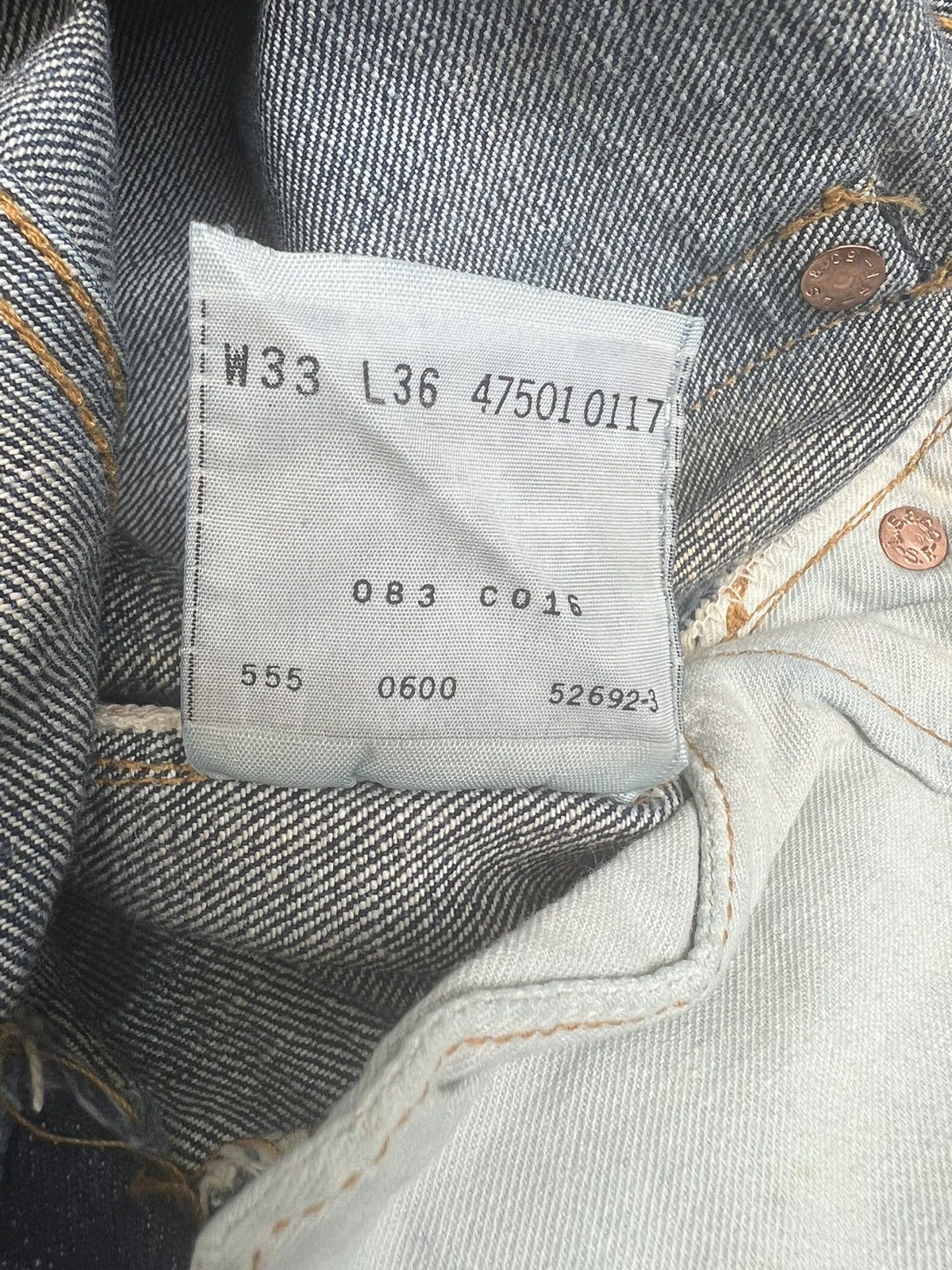 Levi's Vintage Clothing × Vintage Mud 2000 LVC Levi’s 501XX Big E #555 Selvedge Denim jeans Size US 30 / EU 46 - 22 Thumbnail