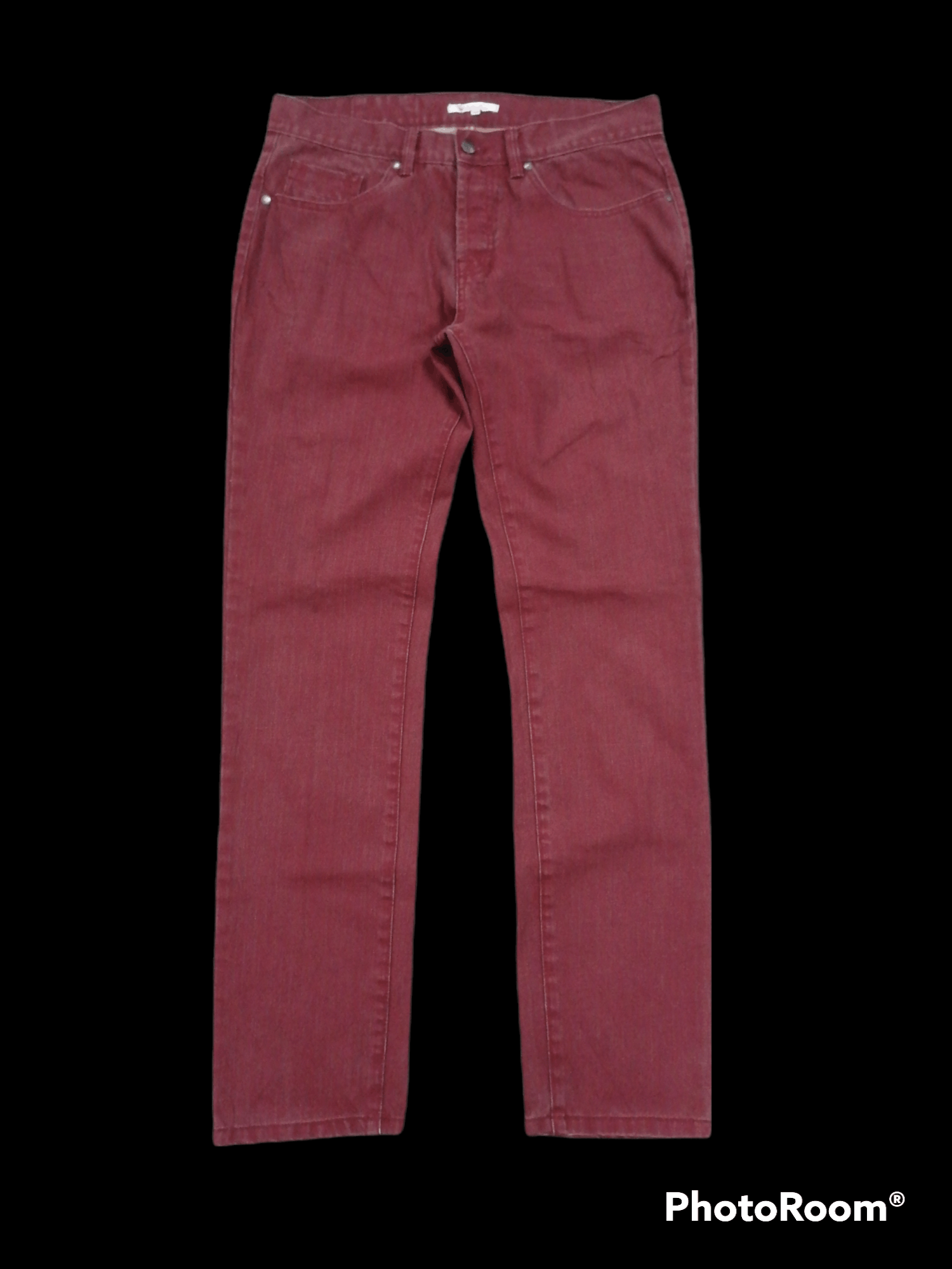 Japanese Brand Rare🔥U Collection Maroon Waxed Denim Pants Size US 34 / EU 50 - 1 Thumbnail