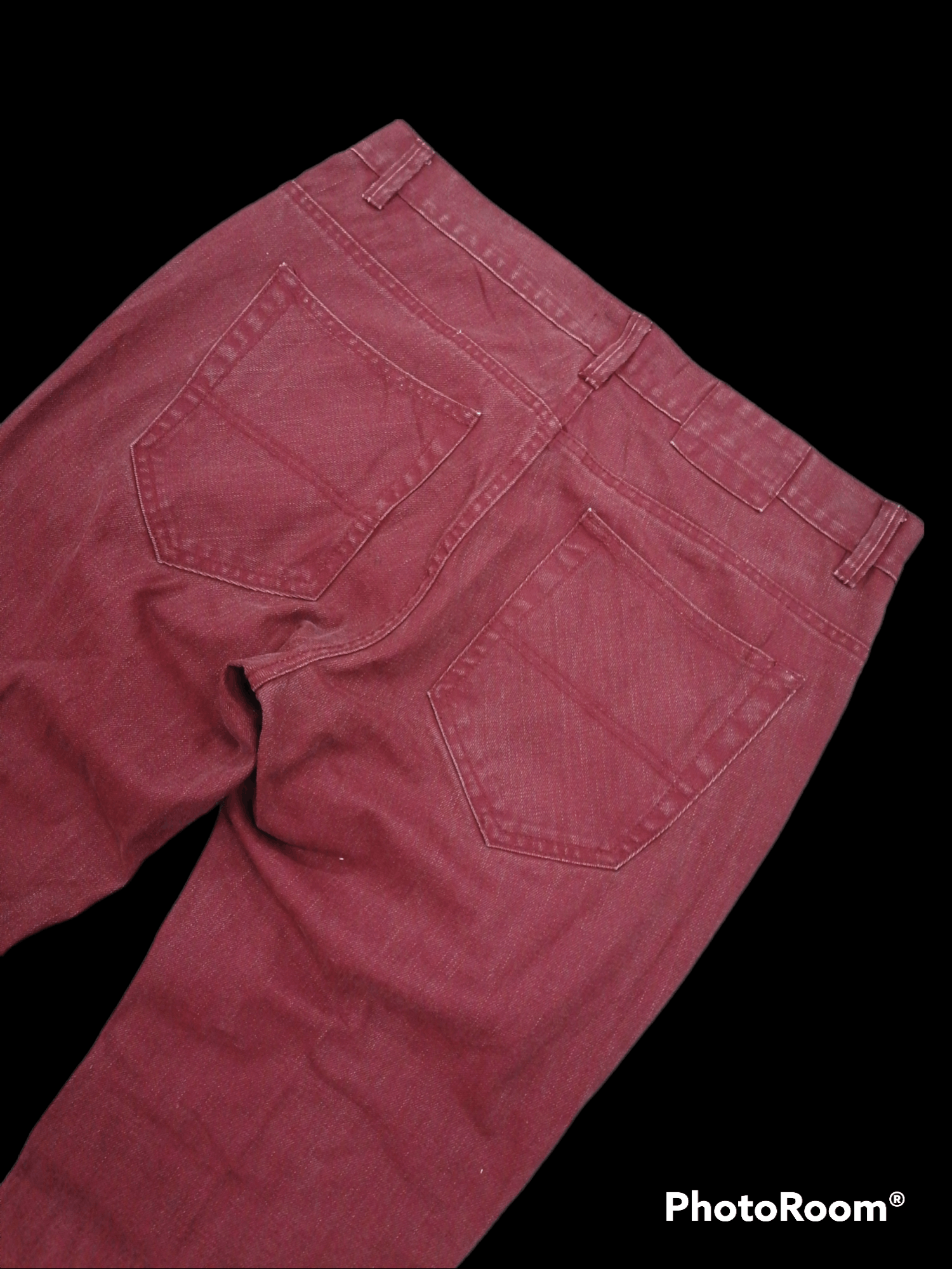 Japanese Brand Rare🔥U Collection Maroon Waxed Denim Pants Size US 34 / EU 50 - 6 Thumbnail