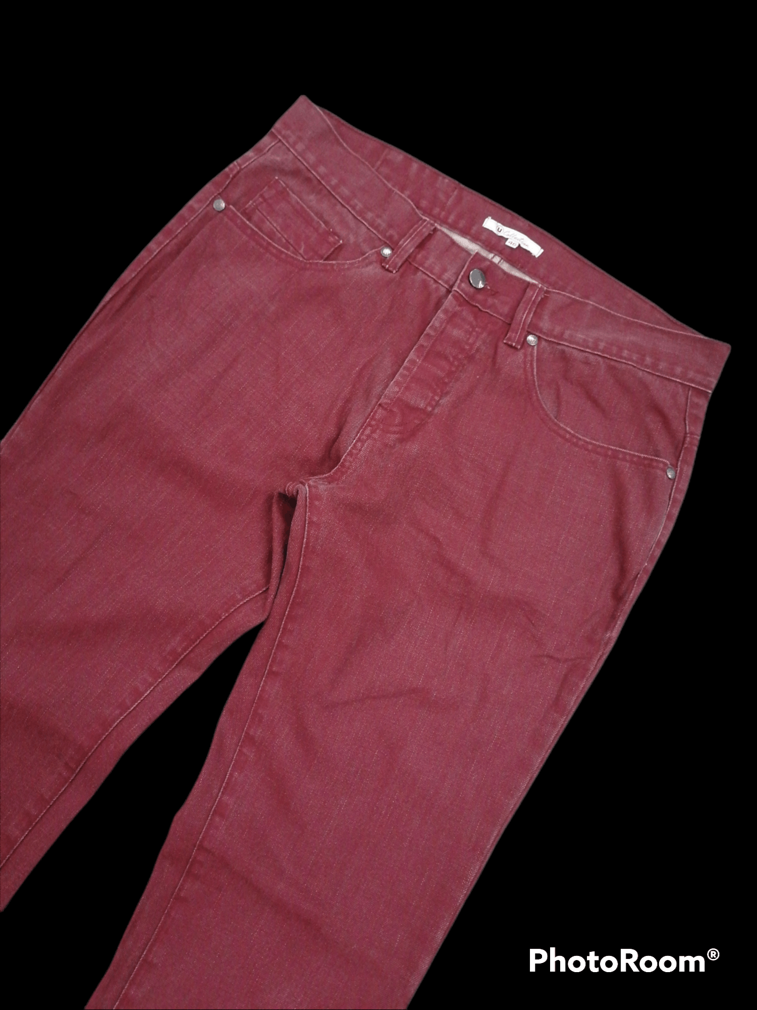 Japanese Brand Rare🔥U Collection Maroon Waxed Denim Pants Size US 34 / EU 50 - 3 Thumbnail