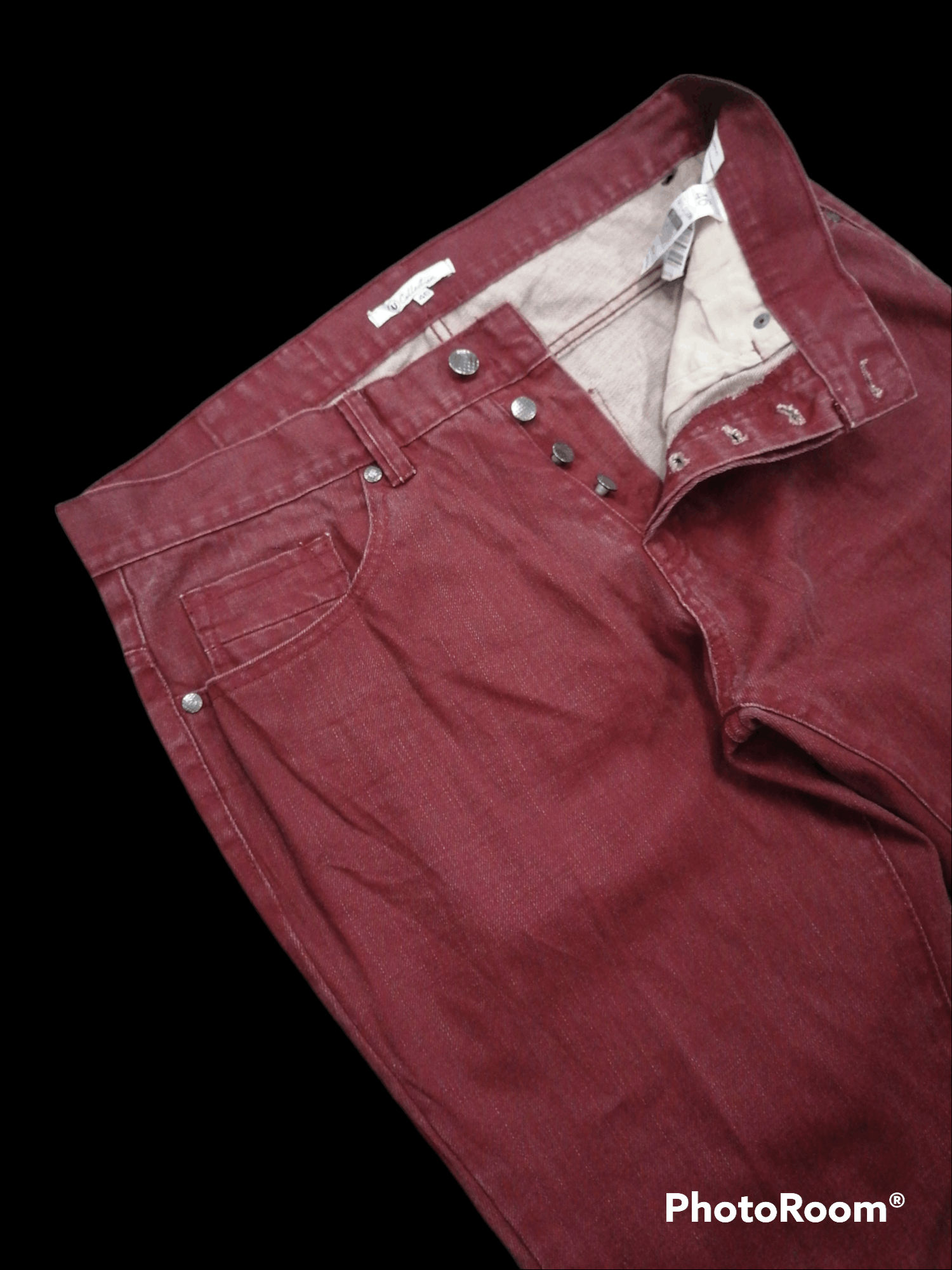 Japanese Brand Rare🔥U Collection Maroon Waxed Denim Pants Size US 34 / EU 50 - 4 Thumbnail