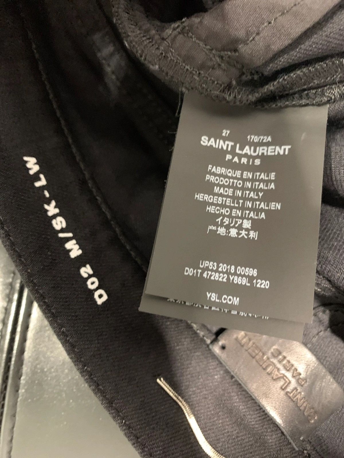 Saint Laurent Paris 18FW D03 Wrinkled Black Stretch Denim sz29 Size US 29 - 6 Thumbnail