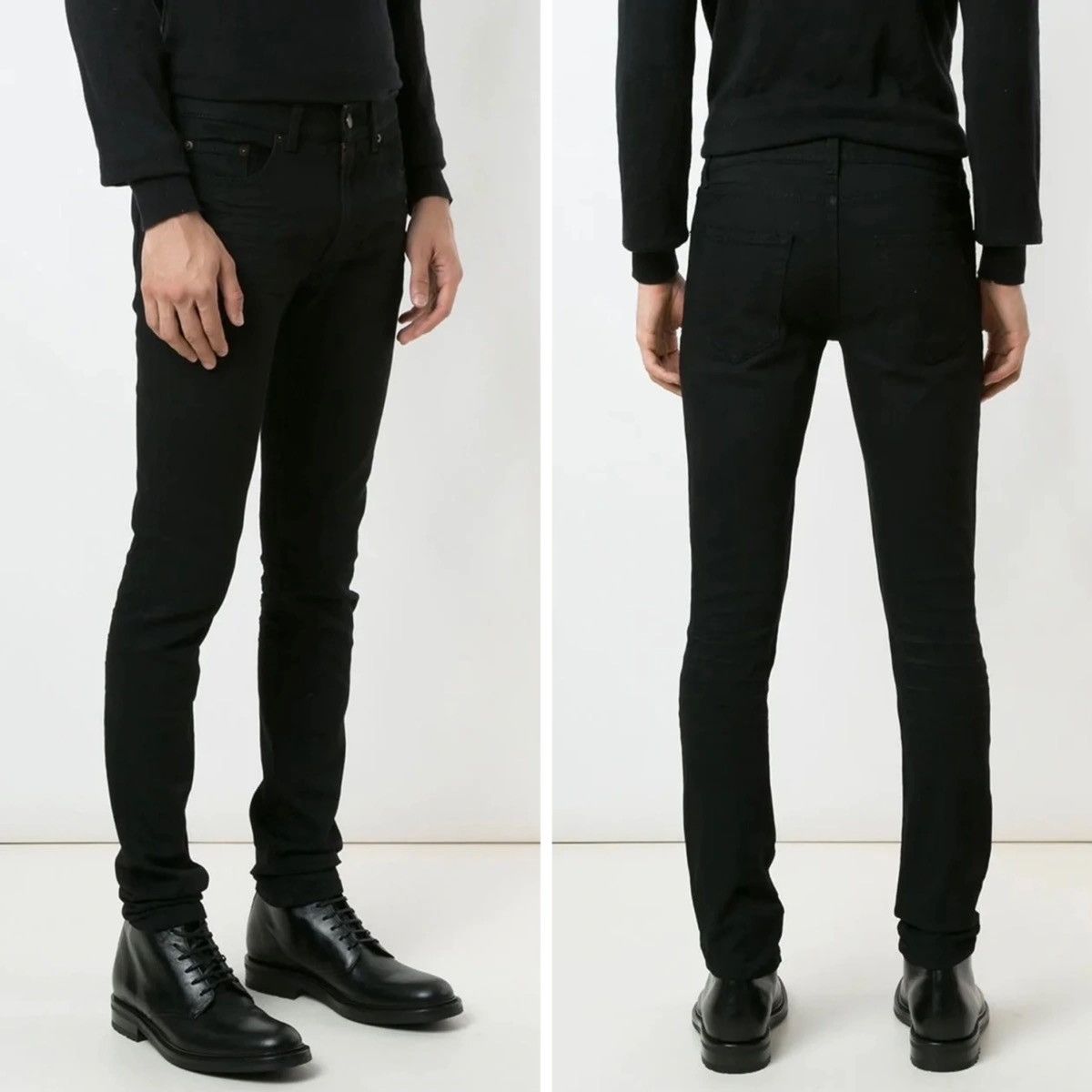 Saint Laurent Paris 18FW D03 Wrinkled Black Stretch Denim sz29 Size US 29 - 11 Thumbnail