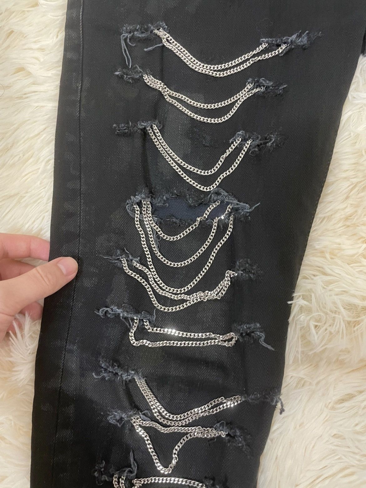 Hedi Slimane × Saint Laurent Paris 13FW D02 Black Chain Jeans Sz30 Size US 30 / EU 46 - 2 Thumbnail