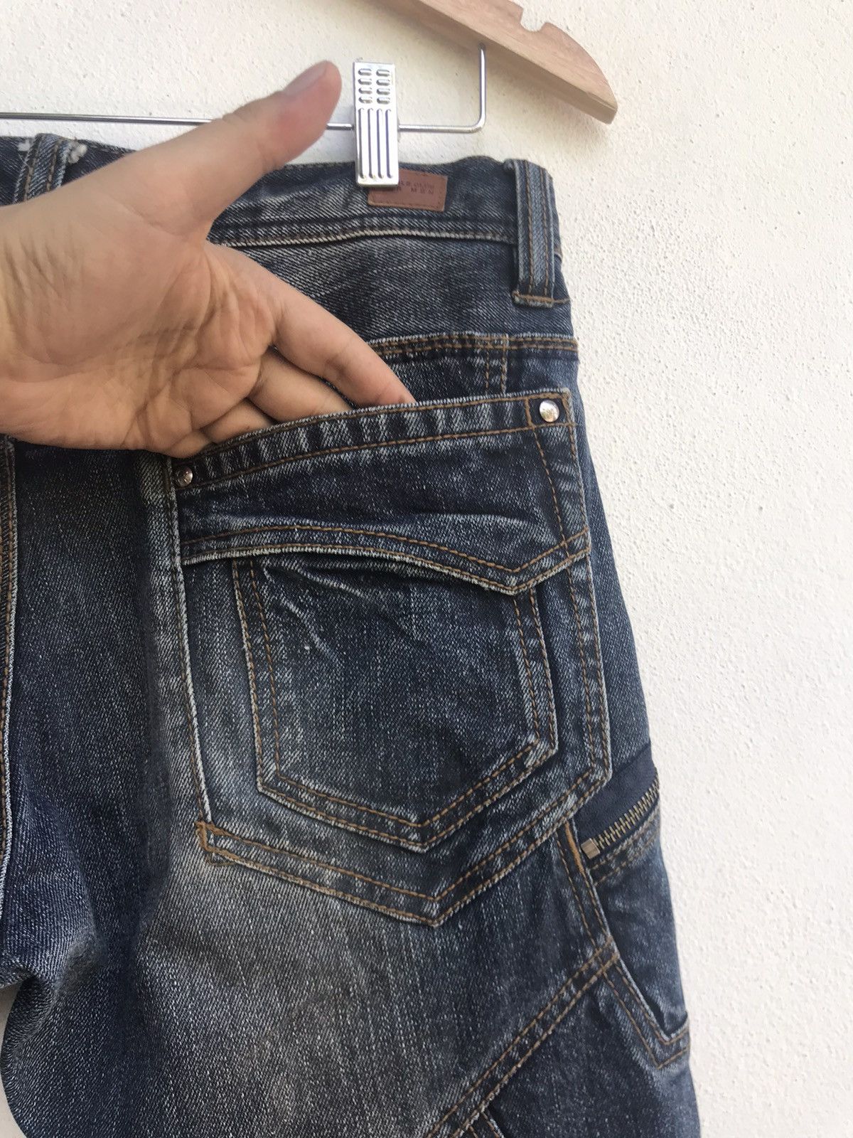 Japanese Brand Nicole Club For Men Patchwork Zipper Denim Size US 33 - 7 Thumbnail