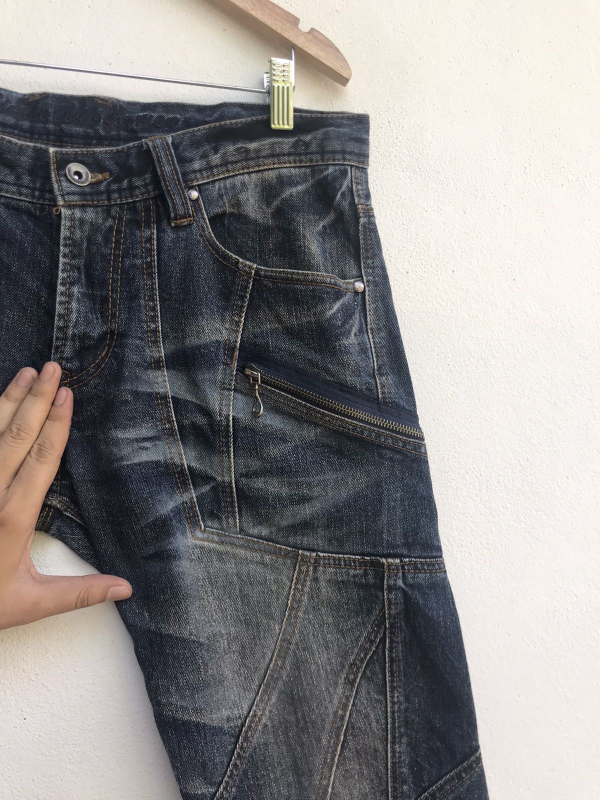 Japanese Brand Nicole Club For Men Patchwork Zipper Denim Size US 33 - 4 Thumbnail