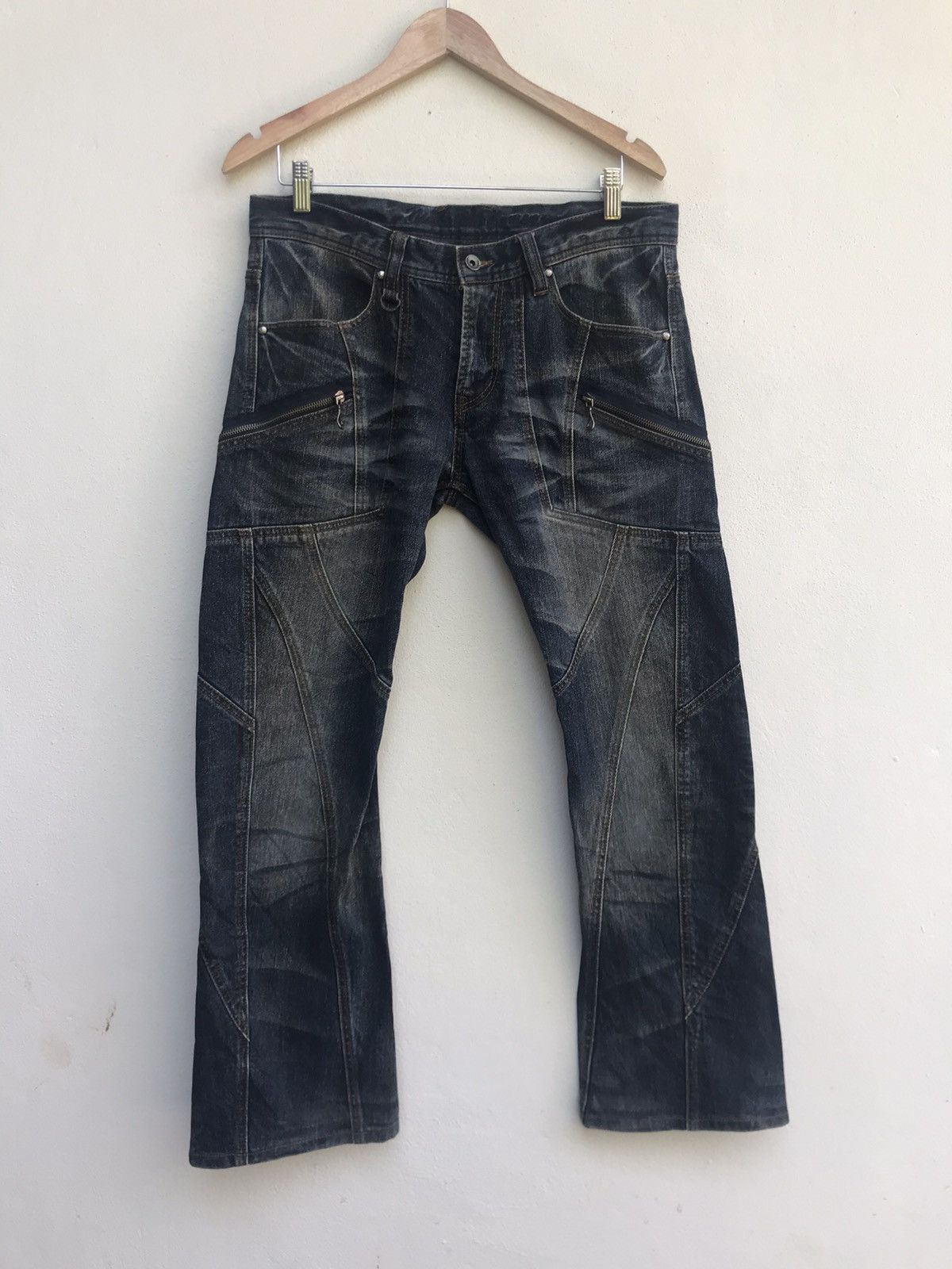 Japanese Brand Nicole Club For Men Patchwork Zipper Denim Size US 33 - 3 Thumbnail