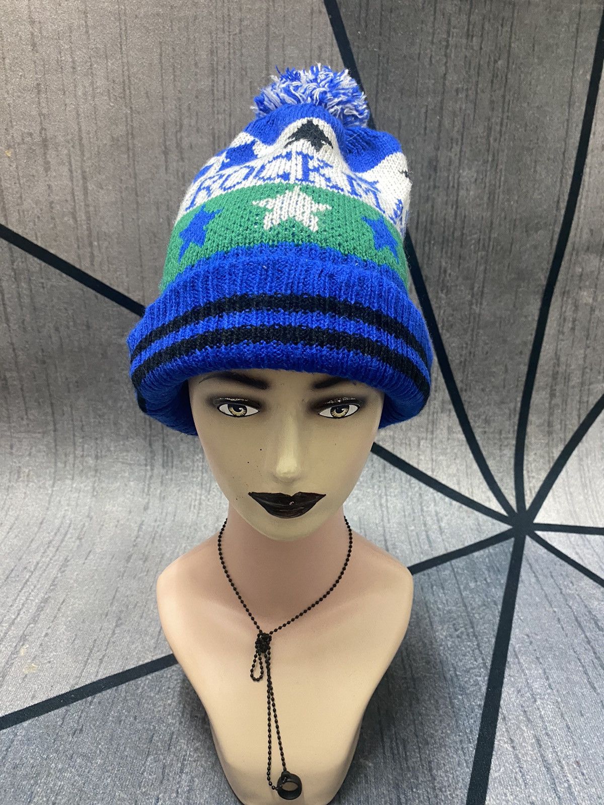 Japanese Brand Unknown Japanese Brand Magic Rock Stripe Big Size Beanie Hat Size ONE SIZE - 2 Thumbnail