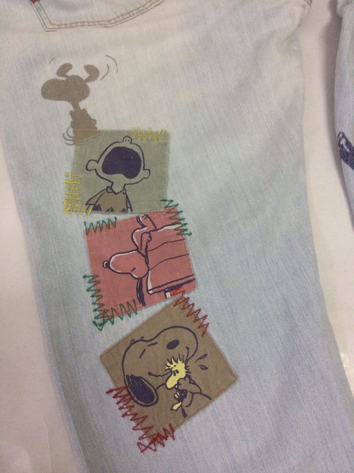 Peanuts × Vintage Vintage 90’s Peanuts by Snoopy art patchwork design pant Size US 31 - 20 Thumbnail