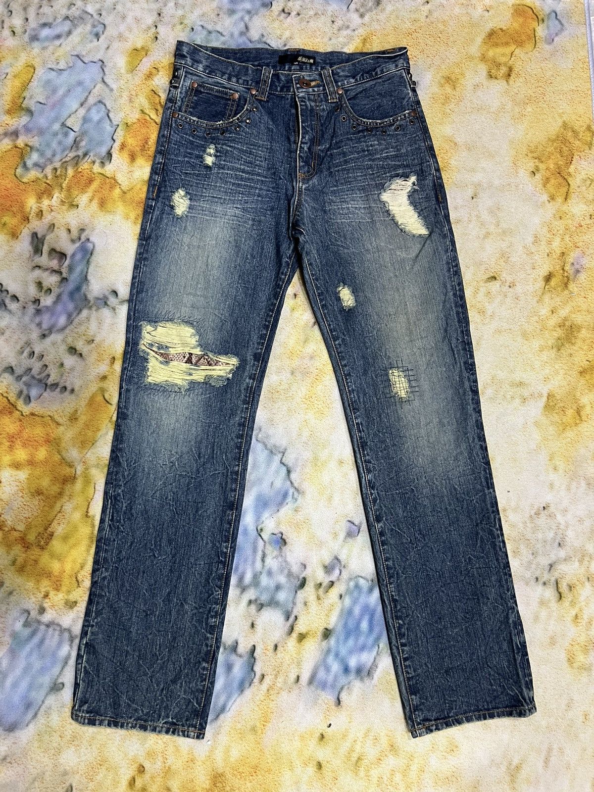 Japanese Brand × Vintage Vintage Rare Design Distress Denim Jeans Size US 30 / EU 46 - 2 Thumbnail
