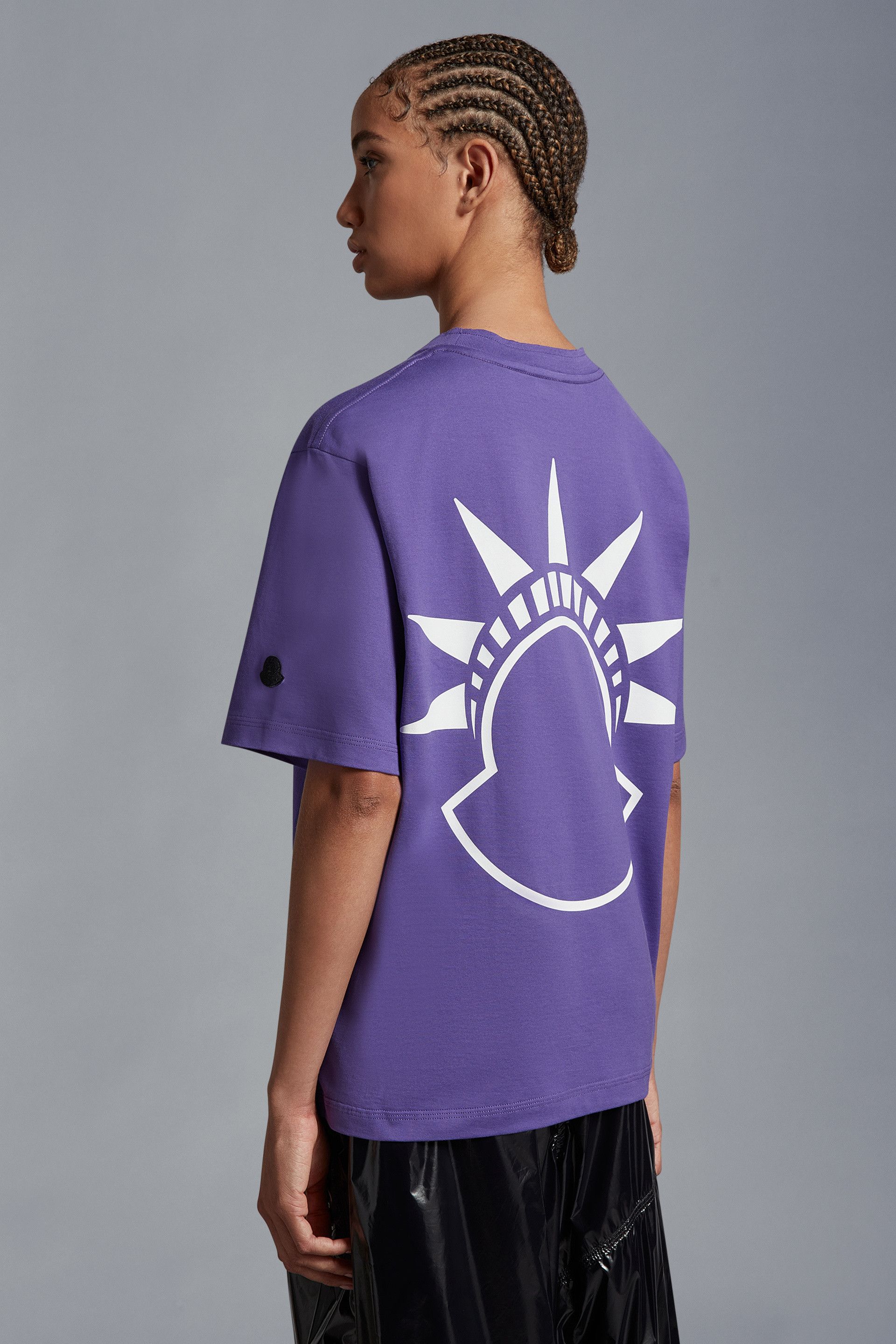 image of Moncler Genius Alicia Keys Printed Cotton T-Shirt in Purple, Women's (Size Small)