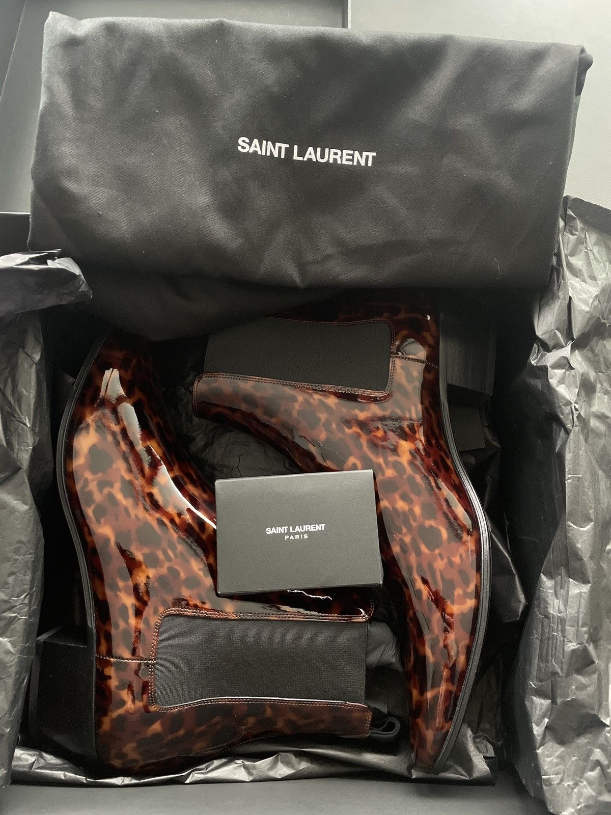 Saint Laurent Paris Brand NEW Runway Dylan 40 Patent Leather Boots Size US 10 / EU 43 - 1 Thumbnail