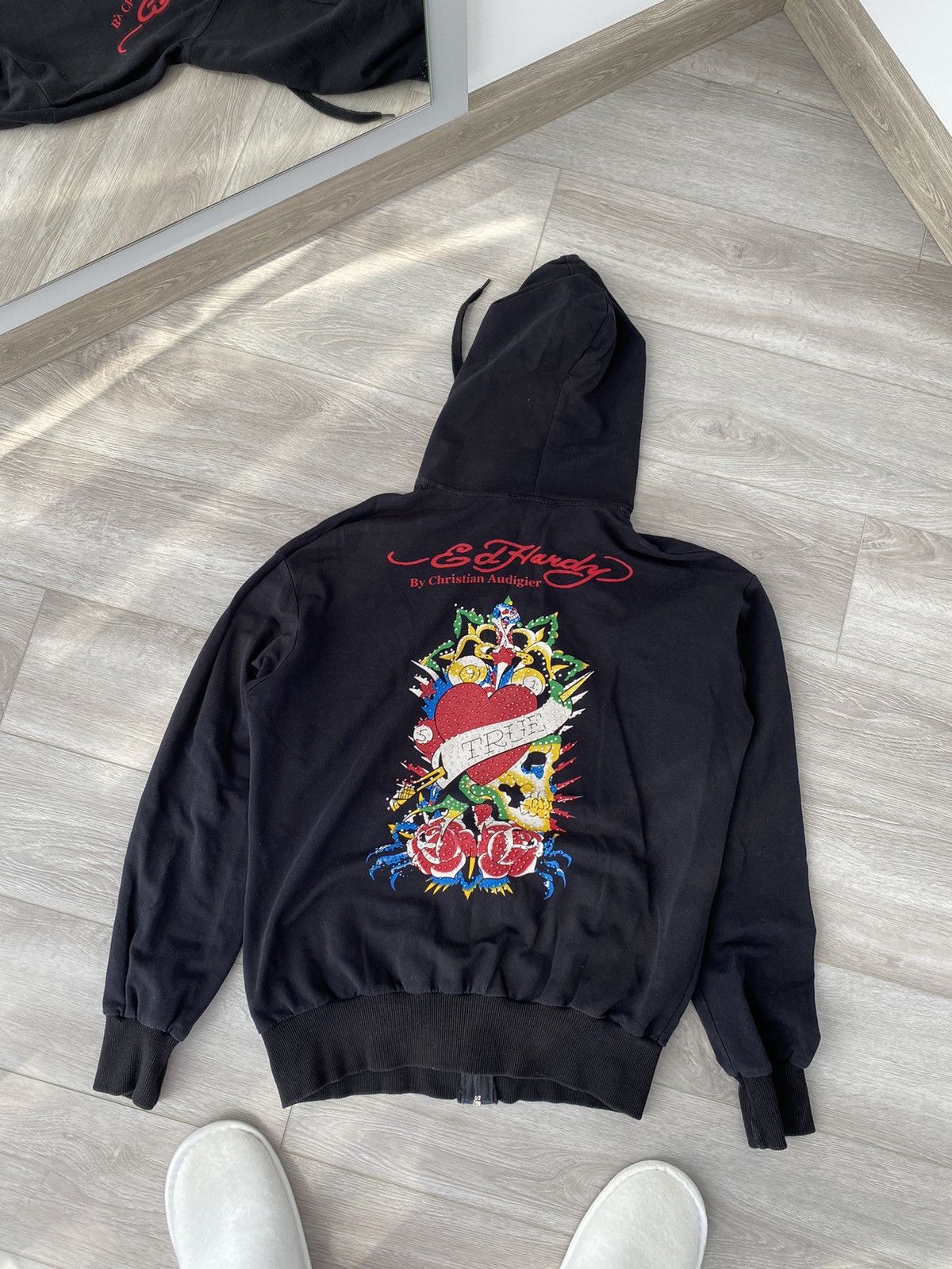 Christian Audigier × Ed Hardy × Vintage Vintage Ed Hardy bi Christian Audigier Black Zip-Hoodie Size L / US 10 / IT 46 - 1 Thumbnail