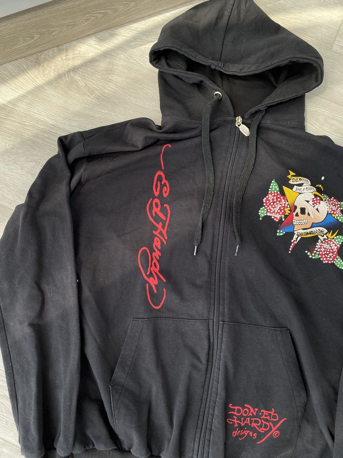 Christian Audigier × Ed Hardy × Vintage Vintage Ed Hardy bi Christian Audigier Black Zip-Hoodie Size L / US 10 / IT 46 - 3 Thumbnail