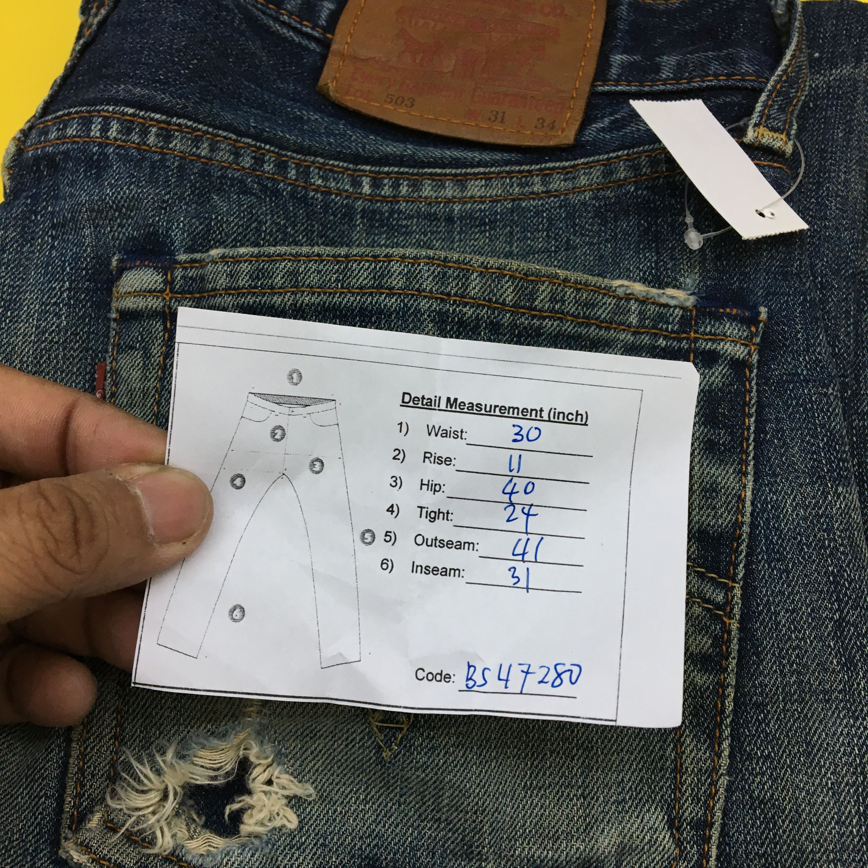 Levi's Vintage Levis 503 Jeans Distressed Levis Jeans Denim Pants Size US 30 / EU 46 - 9 Thumbnail