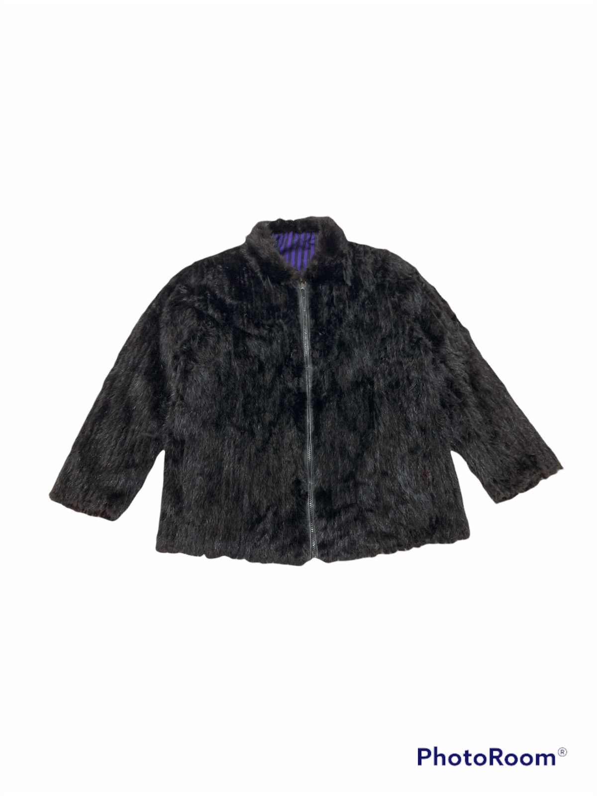 image of Mink Fur Coat Dyed Ranch Mink Reversible Fur Coat Jacket in Black, Men's (Size Small)