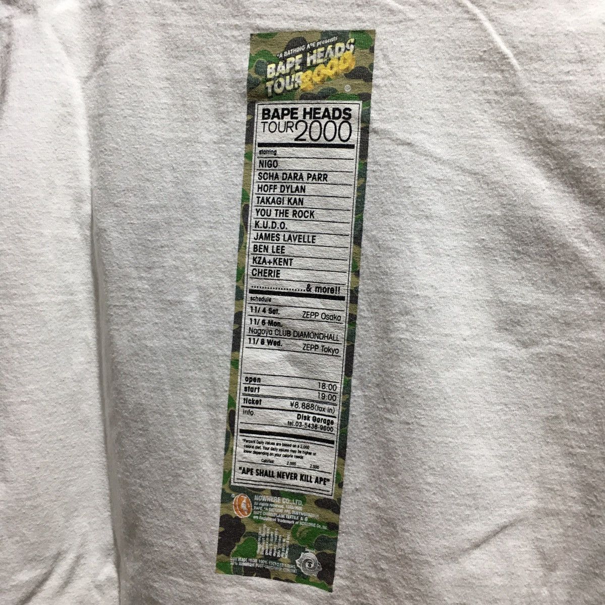Bape × Vintage Bape Head Tour 2000 OG Nigo Tee Size US S / EU 44-46 / 1 - 4 Thumbnail