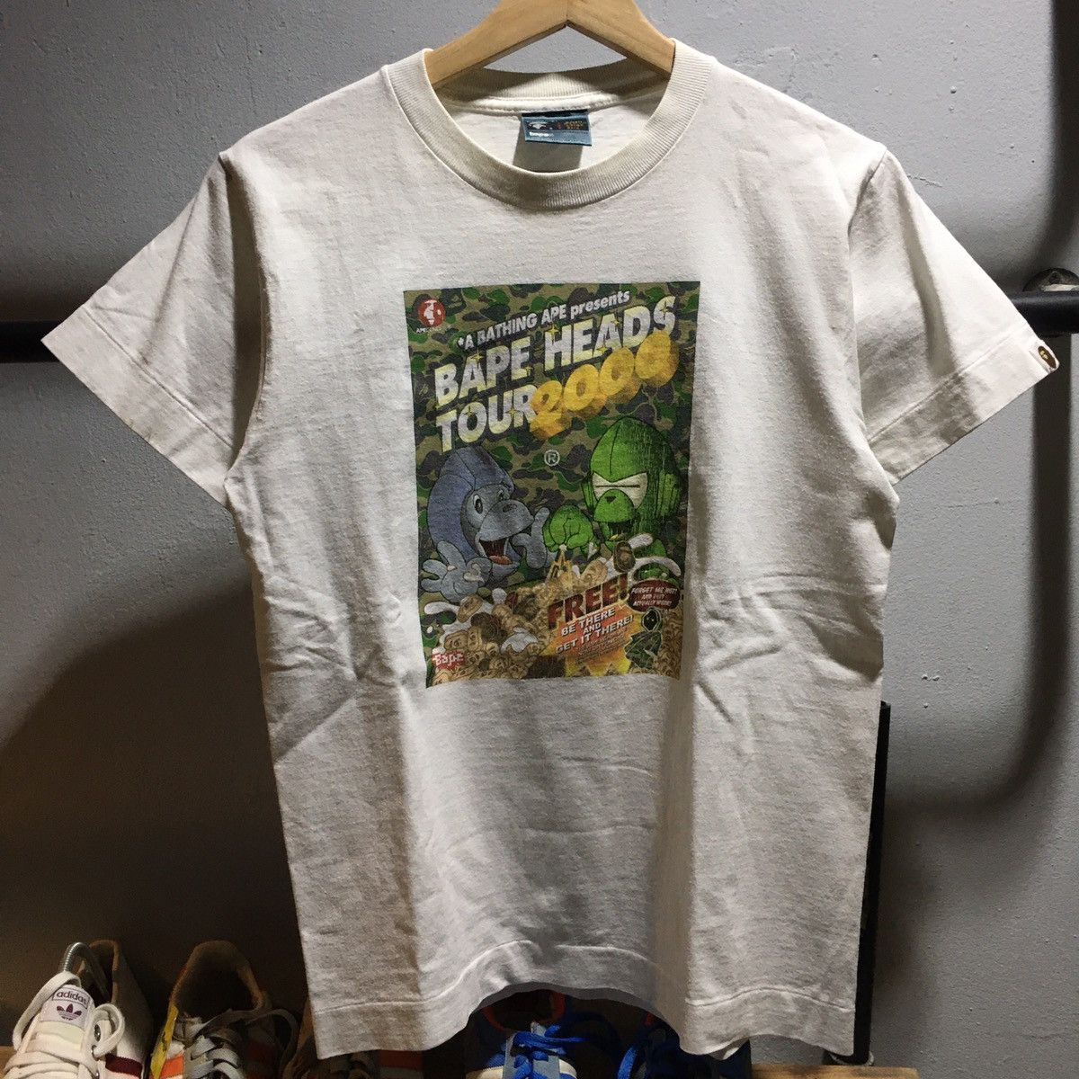 image of Bape Head Tour 2000 OG Nigo Tee in White, Men's (Size Small)