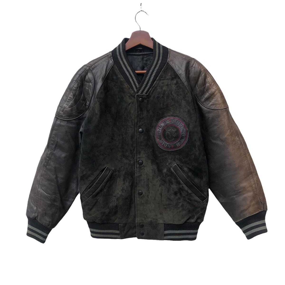 Vintage VTG JAPANNESE BRAND LEATHER COWHIDE VARSITY JACKET Size US M / EU 48-50 / 2 - 1 Thumbnail