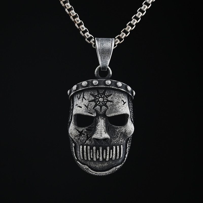 Jewelry 316L Stainless Steel Skull Mask Pendant Necklace Size ONE SIZE - 1 Thumbnail