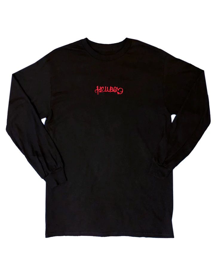 image of Gothboiclique x Lil Peep Hellboy Embroidered Long Sleeve XL in Black/Red, Men's