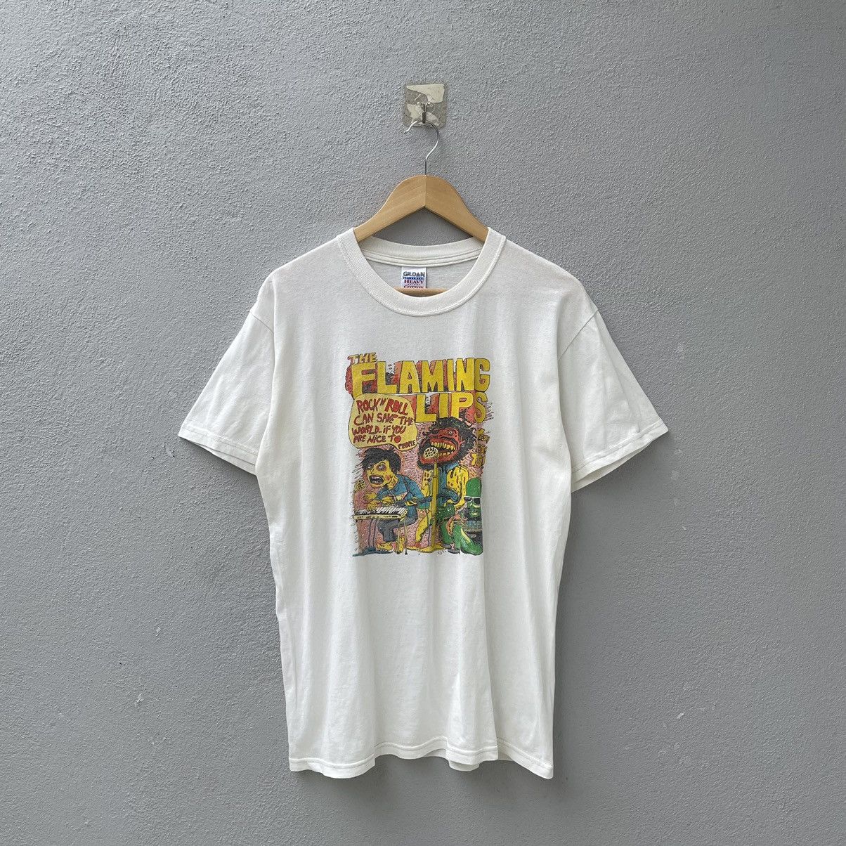 image of Band Tees x Rock Band Vintage The Flaming Lips Band Tee Shirt in White, Men's (Size Medium)