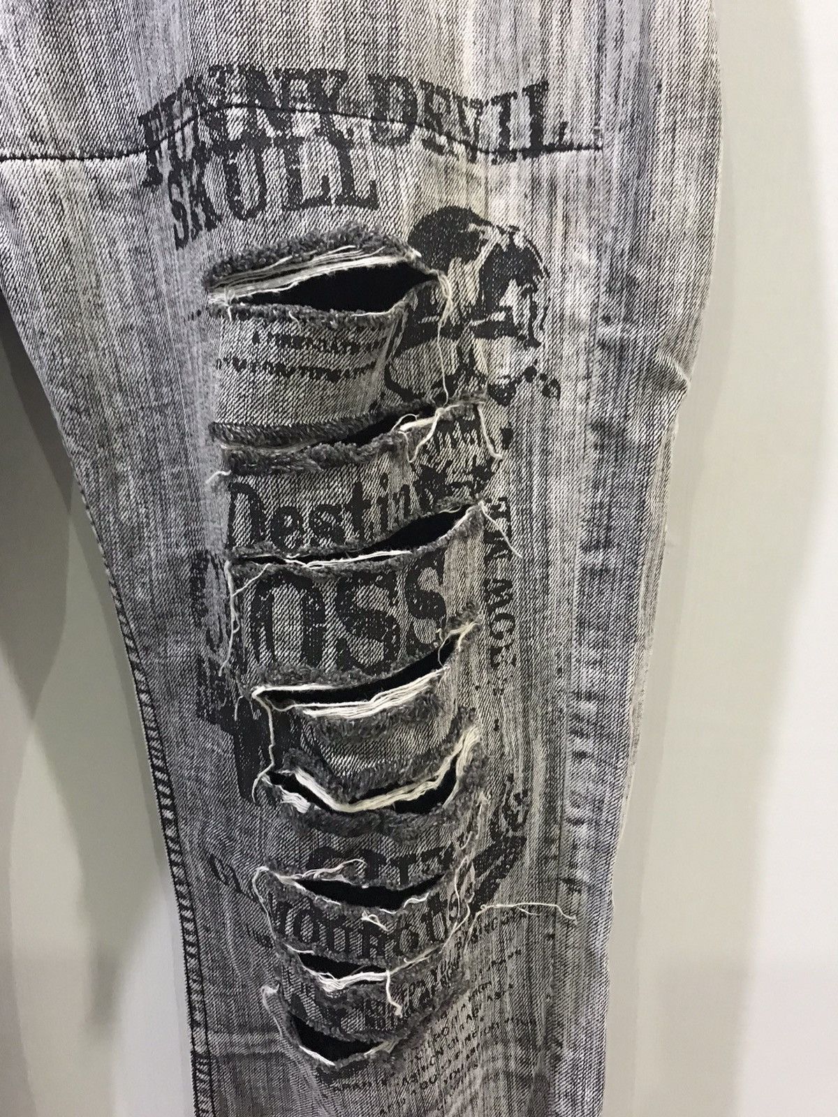 Japanese Brand × Seditionaries 💥FLARE💥Japan Punk Seditionarie Distressed Skull Poem Denim Size US 35 - 8 Thumbnail