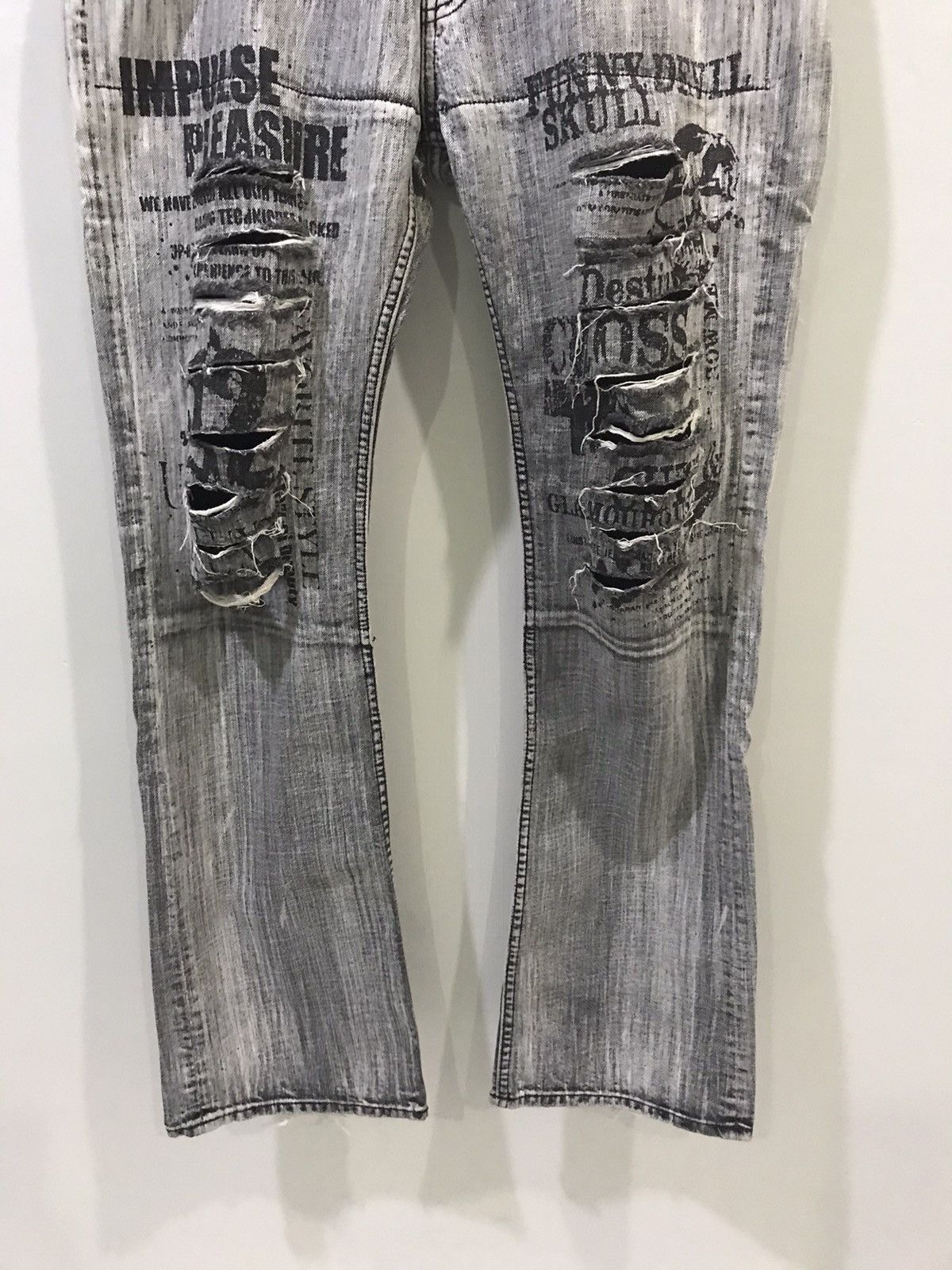 Japanese Brand × Seditionaries 💥FLARE💥Japan Punk Seditionarie Distressed Skull Poem Denim Size US 35 - 6 Thumbnail