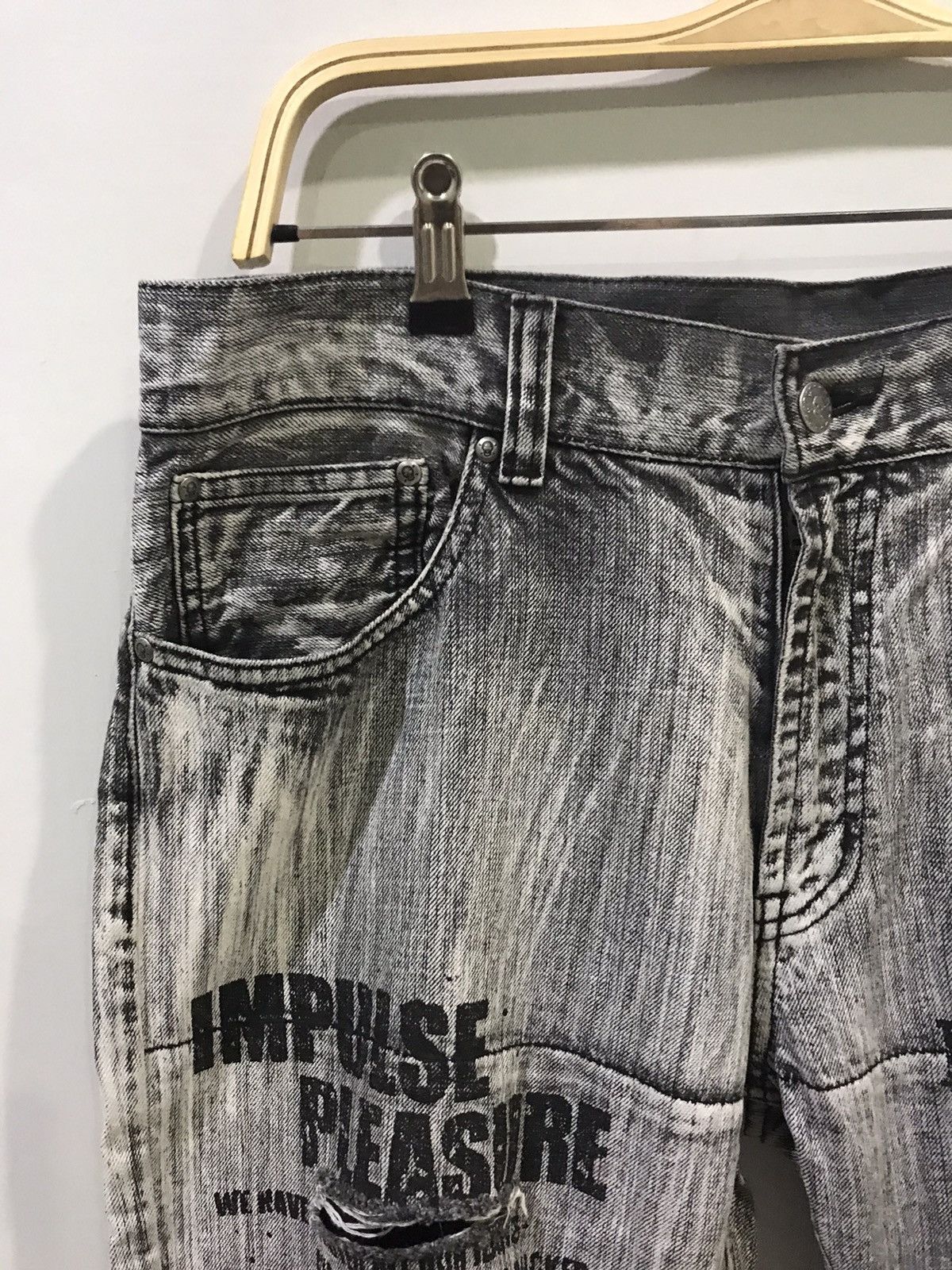 Japanese Brand × Seditionaries 💥FLARE💥Japan Punk Seditionarie Distressed Skull Poem Denim Size US 35 - 4 Thumbnail