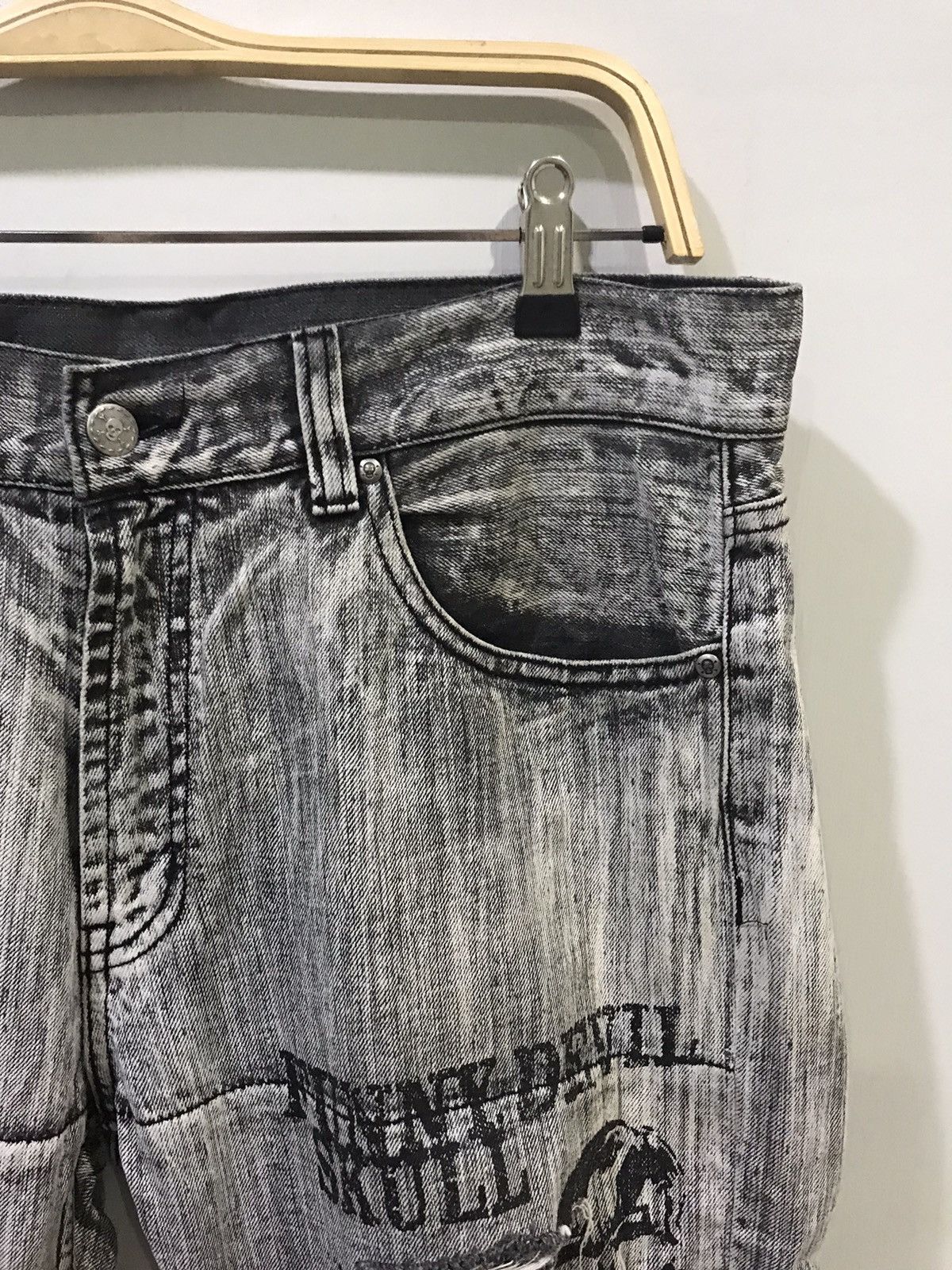 Japanese Brand × Seditionaries 💥FLARE💥Japan Punk Seditionarie Distressed Skull Poem Denim Size US 35 - 5 Thumbnail