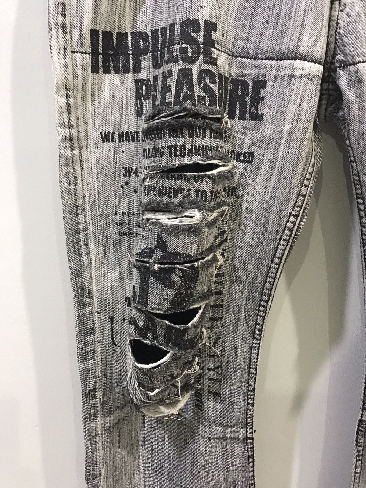 Japanese Brand × Seditionaries 💥FLARE💥Japan Punk Seditionarie Distressed Skull Poem Denim Size US 35 - 7 Thumbnail