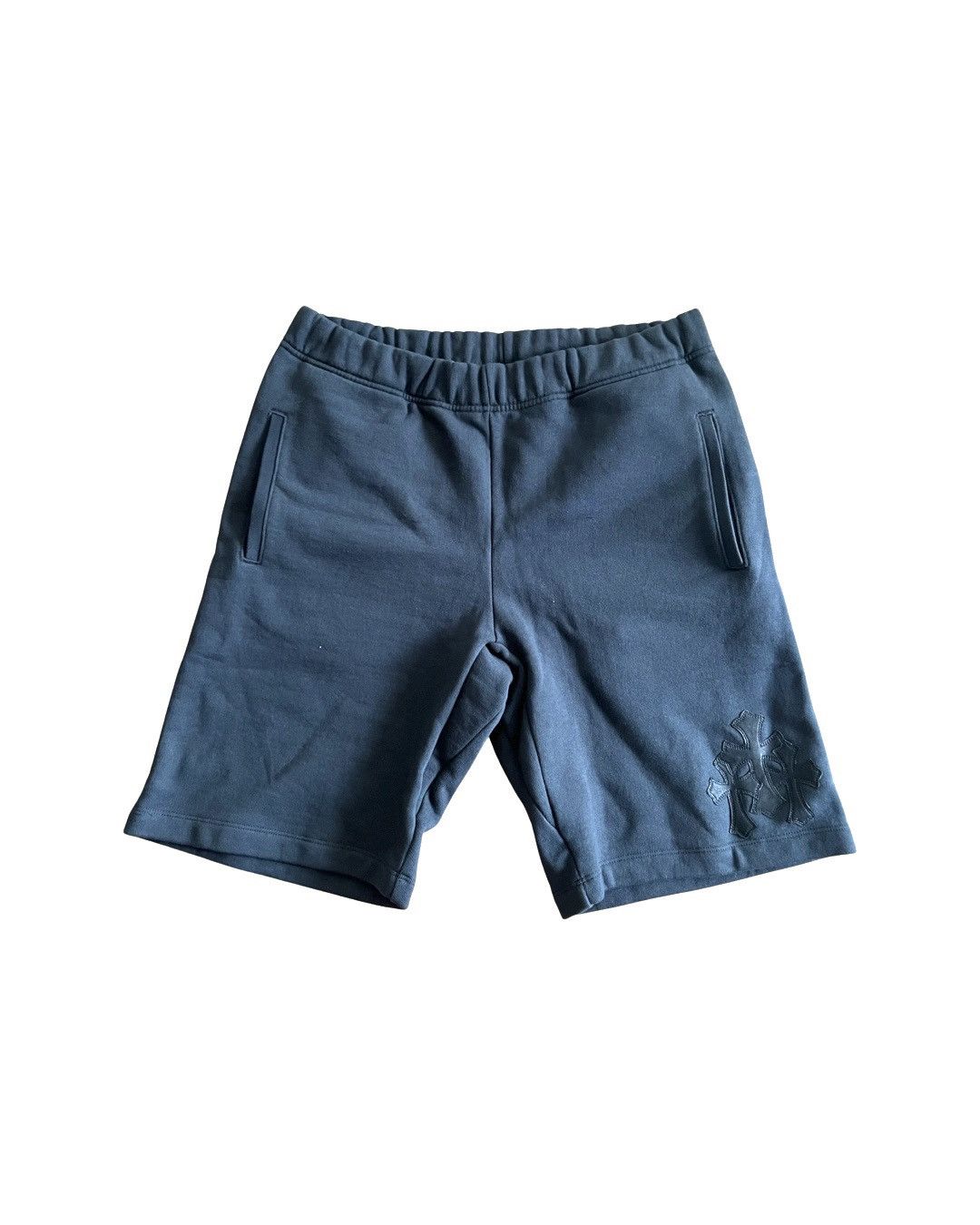 image of Chrome Hearts Triple Leather Cross Patch Paper Jam Sweatshorts Shorts in Black, Men's (Size 32)