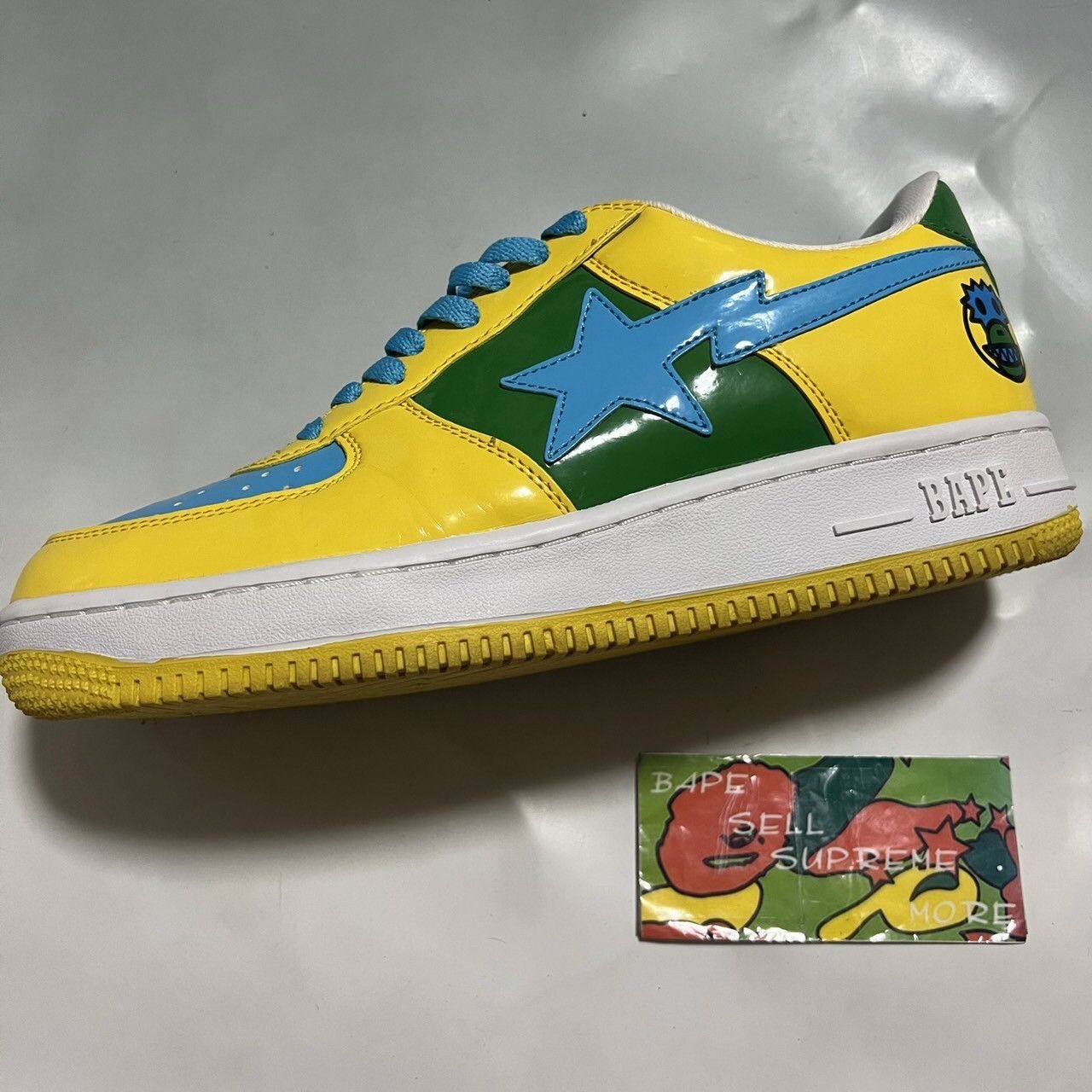 Bape BAPE Sta yellow/brown/skyblue Patent leather Size US 10.5 / EU 43-44 - 1 Thumbnail