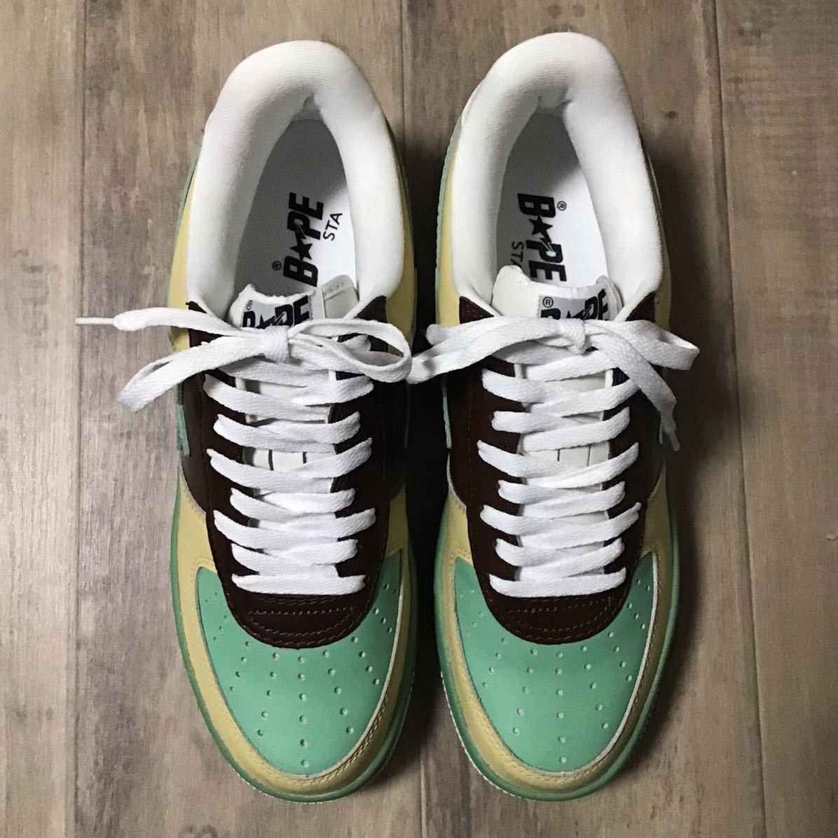 Bape Leather BAPESTA sneakers light green a bathing ape BAPE STA Size US 10 / EU 43 - 4 Thumbnail