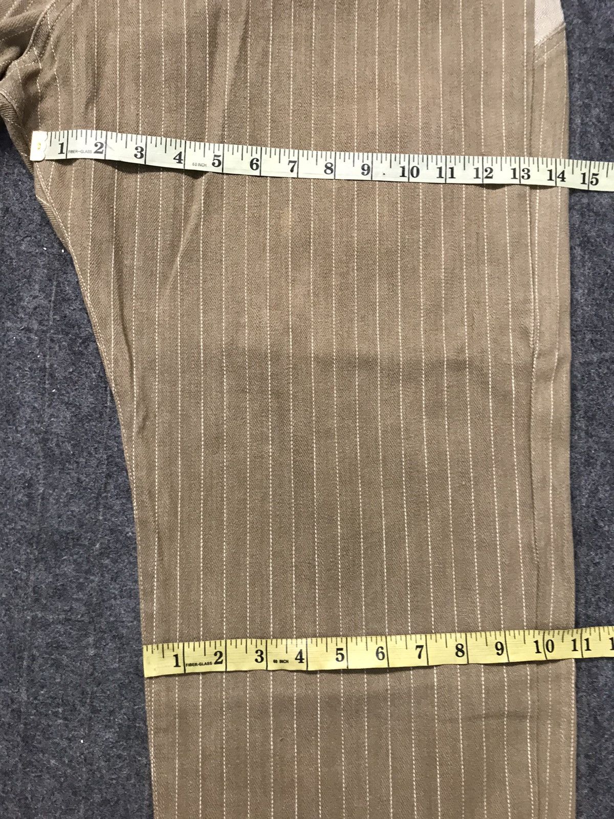 Japanese Brand Melt Down Baggy Straight Cut 2 Tone Stripe Denim Pant Size US 31 - 15 Thumbnail