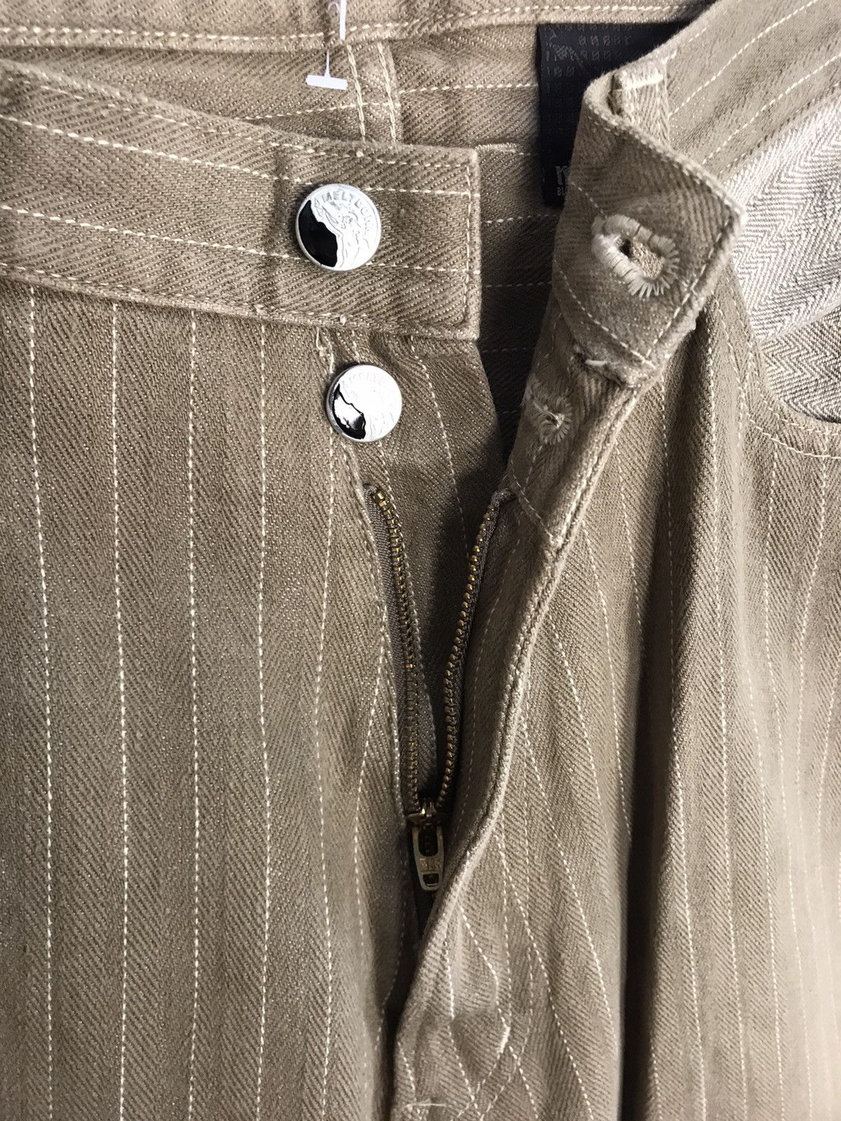 Japanese Brand Melt Down Baggy Straight Cut 2 Tone Stripe Denim Pant Size US 31 - 4 Thumbnail