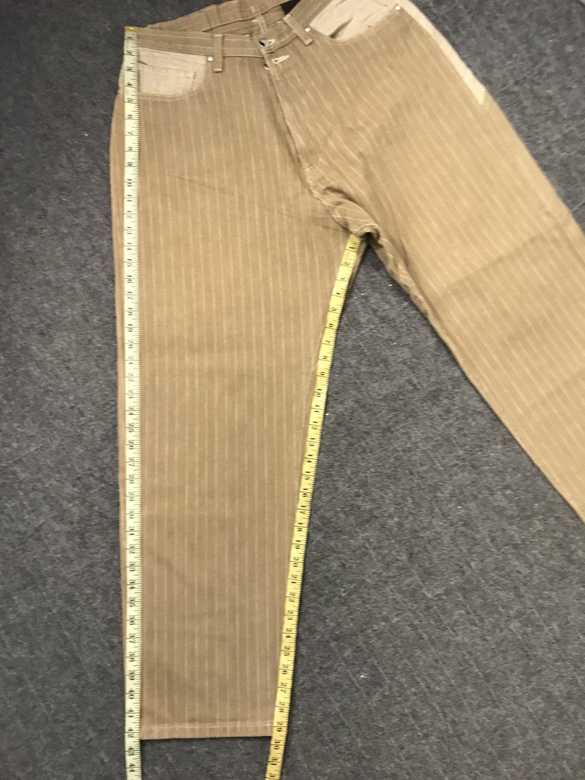 Japanese Brand Melt Down Baggy Straight Cut 2 Tone Stripe Denim Pant Size US 31 - 14 Thumbnail